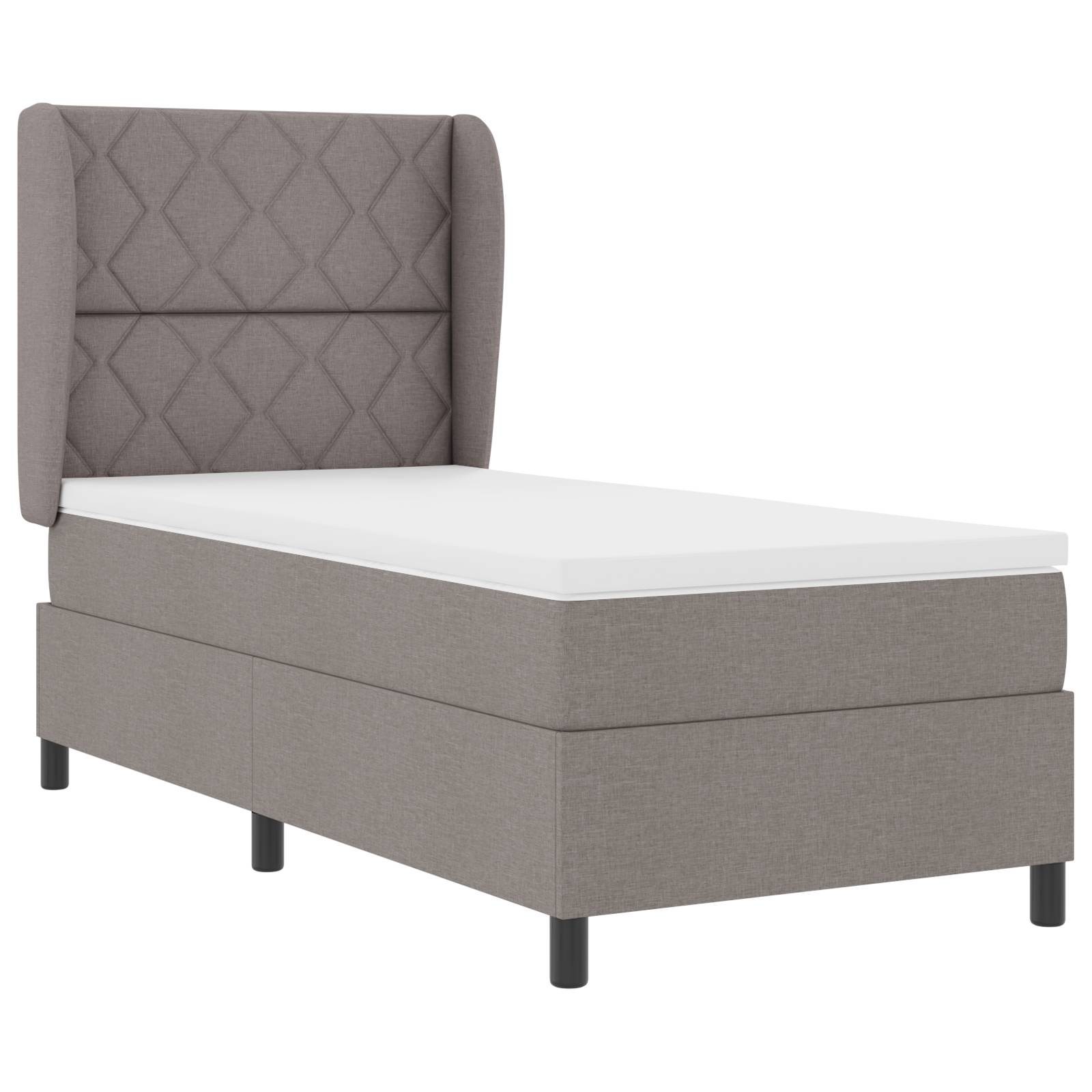 vidaXL Boxspringbett mit Matratze Taupe 90x200 cm Stoff