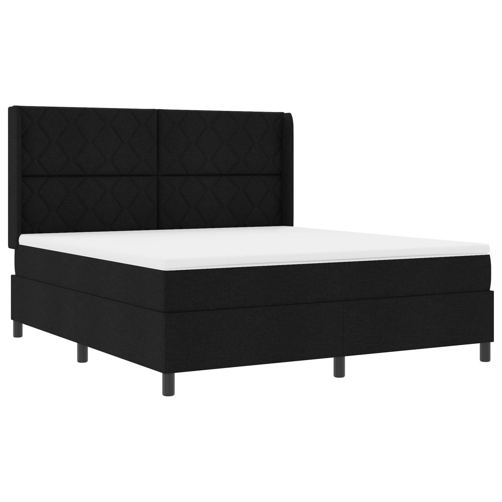 vidaXL LED Boxspringbett mit Matratze Schwarz 180x200 cm Stoff