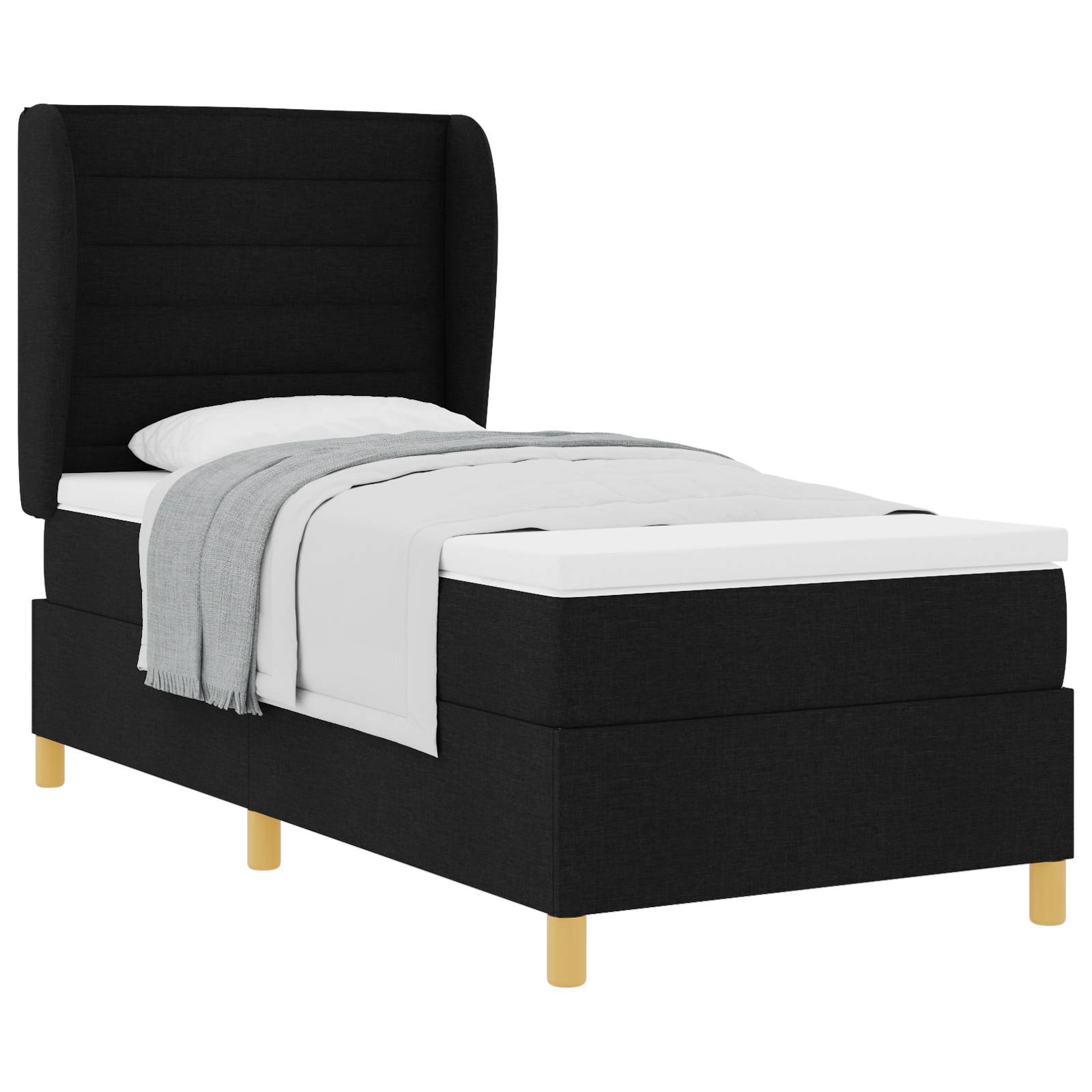 vidaXL Boxspringbett mit Matratze Schwarz 90x190 cm Stoff