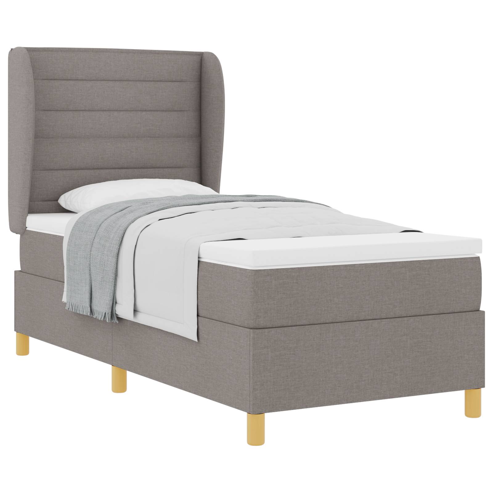 vidaXL Boxspringbett mit Matratze Taupe 100x200 cm Stoff