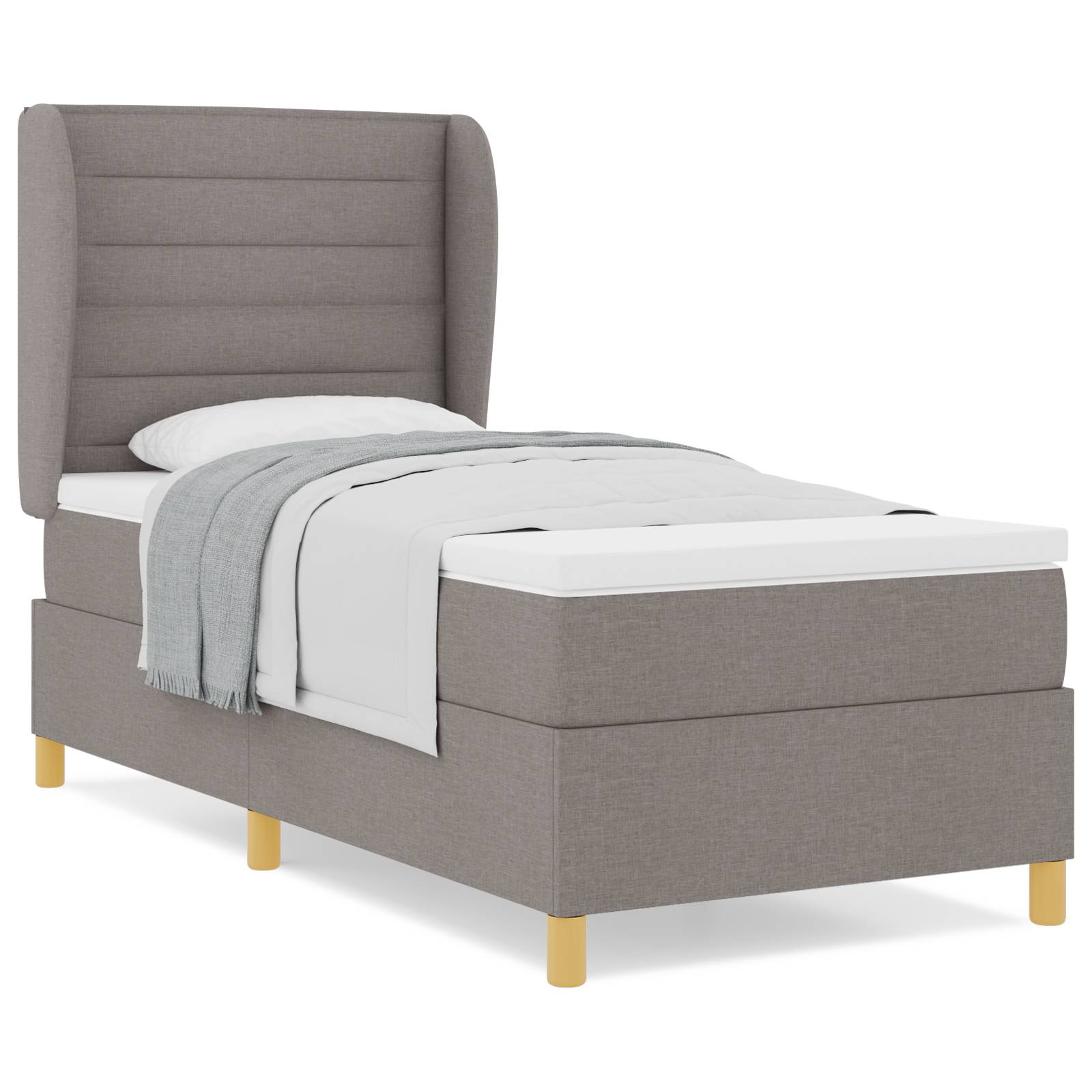 vidaXL Boxspringbett mit Matratze Taupe 100x200 cm Stoff