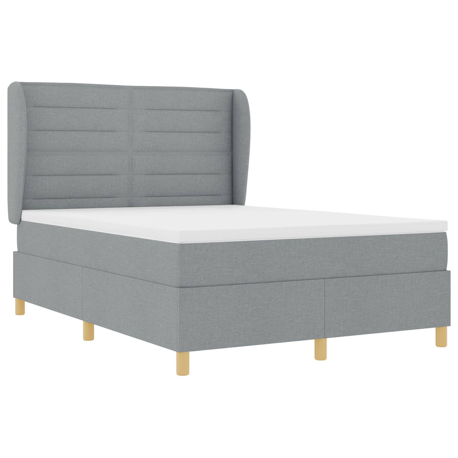 vidaXL Boxspringbett mit Matratze Hellgrau 140x190 cm Stoff