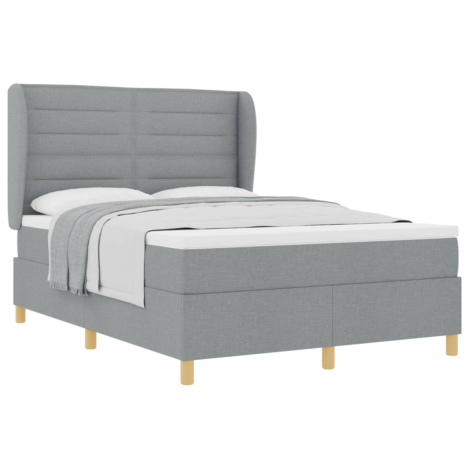 vidaXL Boxspringbett mit Matratze Hellgrau 140x190 cm Stoff