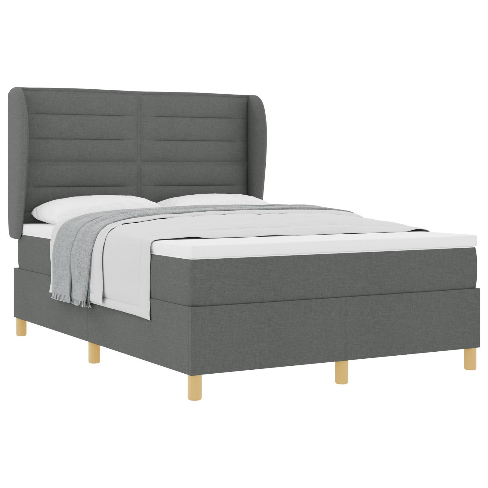 vidaXL Boxspringbett mit Matratze Dunkelgrau 160x200 cm Stoff