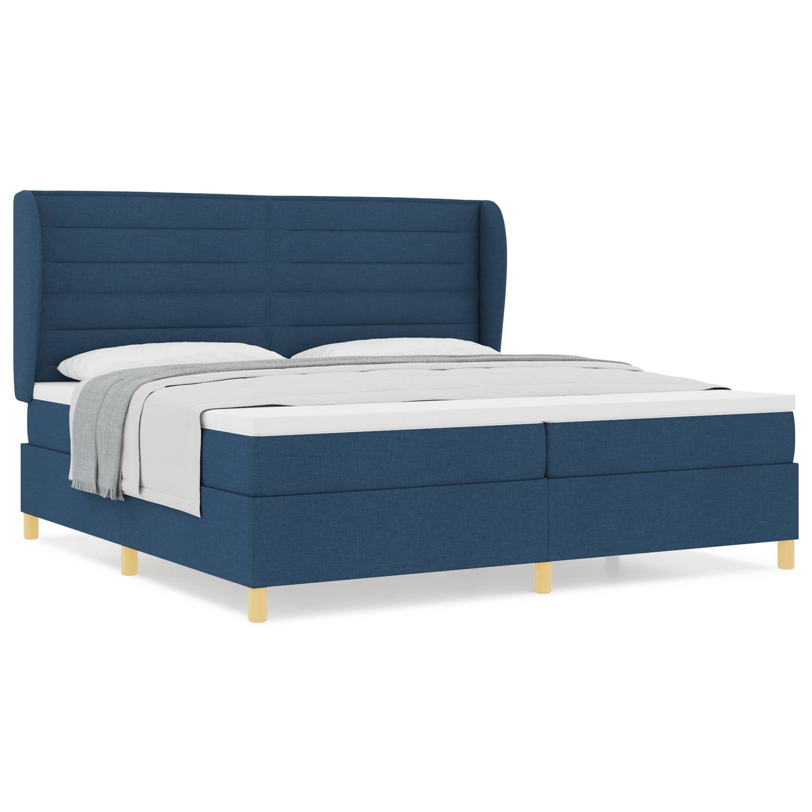 vidaXL Boxspringbett mit Matratze Blau 200x200 cm Stoff