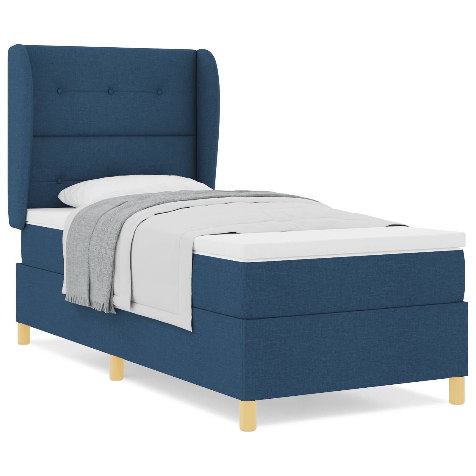 vidaXL Boxspringbett mit Matratze Blau 100x200 cm Stoff