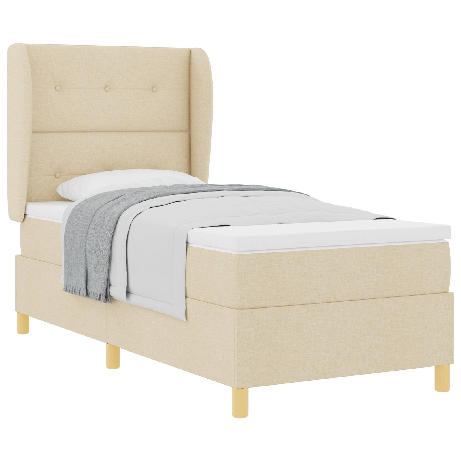 vidaXL Boxspringbett mit Matratze Creme 90x190 cm Stoff