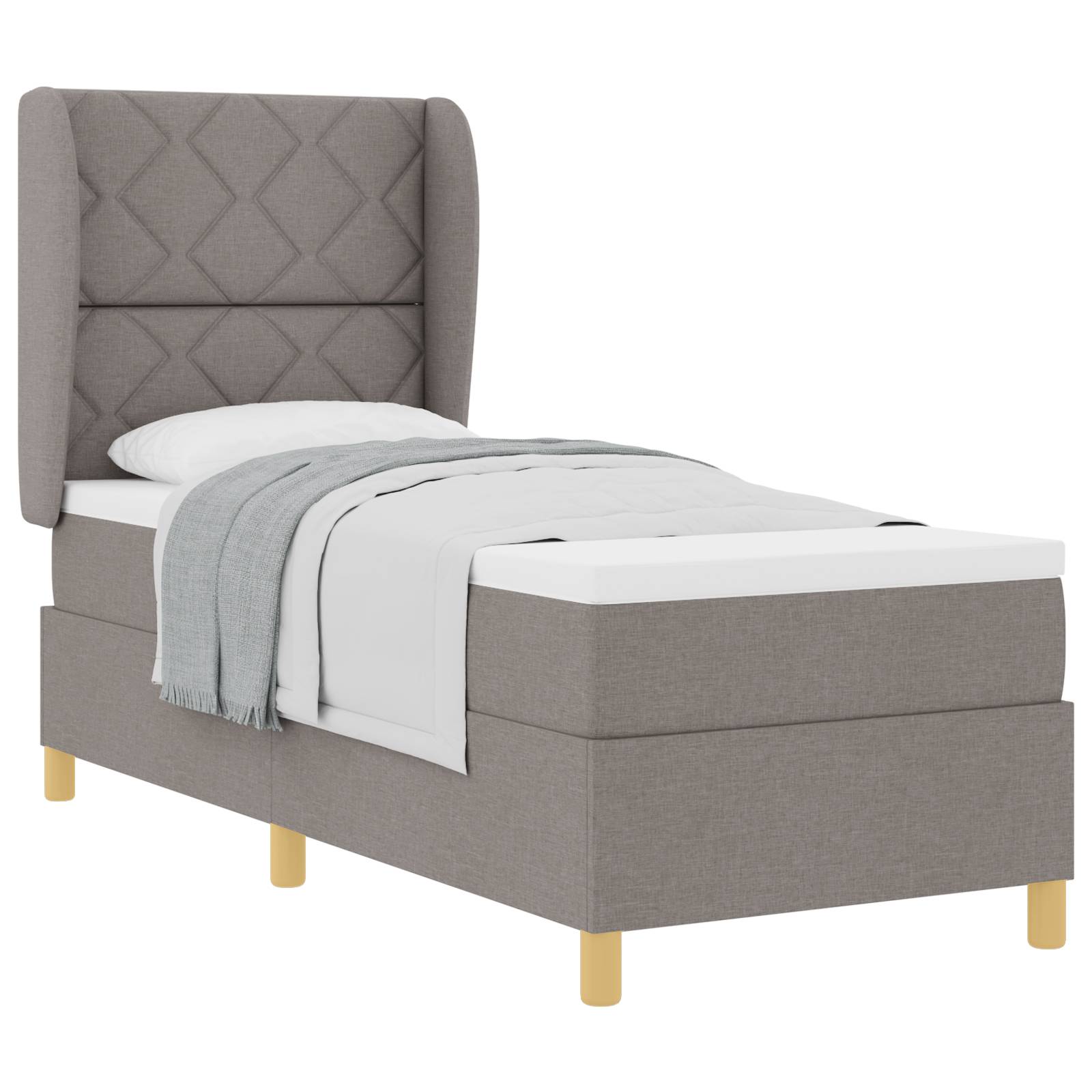 vidaXL Boxspringbett mit Matratze Taupe 80x200 cm Stoff