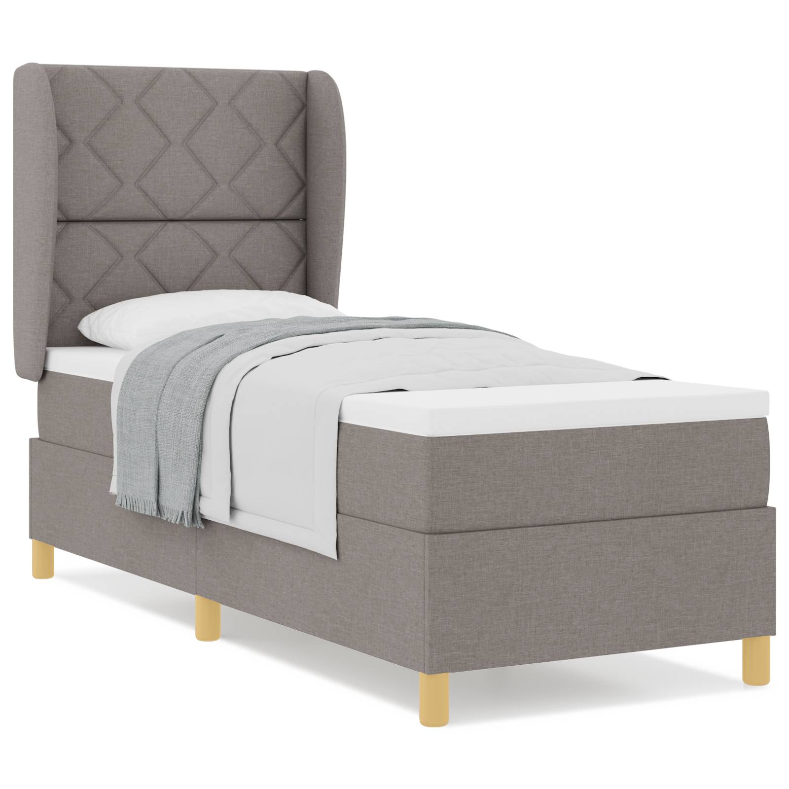 vidaXL Boxspringbett mit Matratze Taupe 80x200 cm Stoff