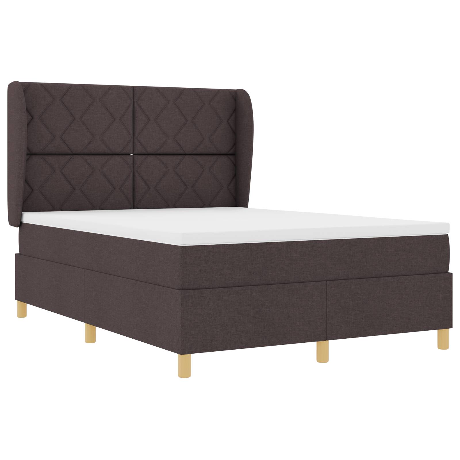vidaXL Boxspringbett mit Matratze Dunkelbraun 160x200 cm Stoff