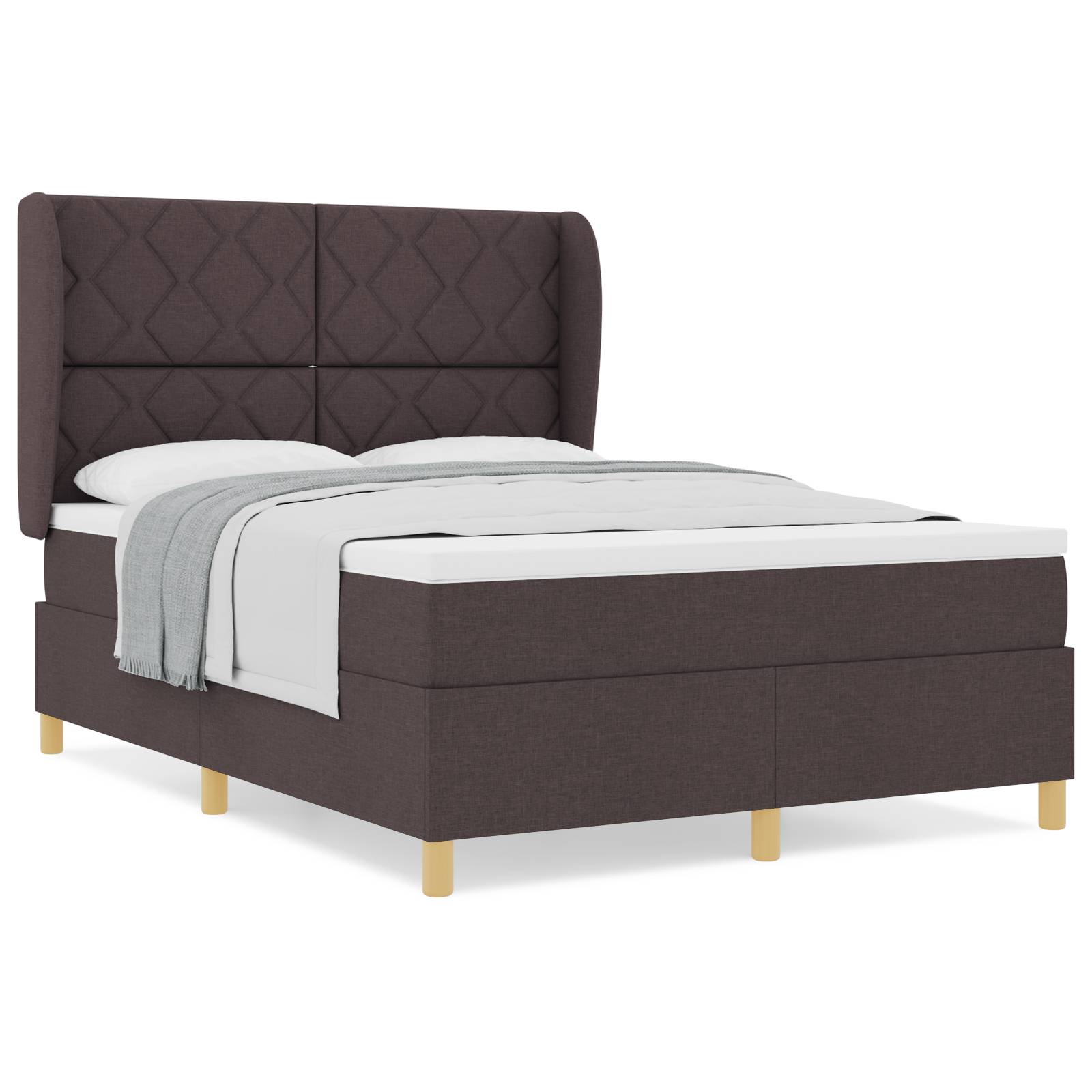 vidaXL Boxspringbett mit Matratze Dunkelbraun 160x200 cm Stoff