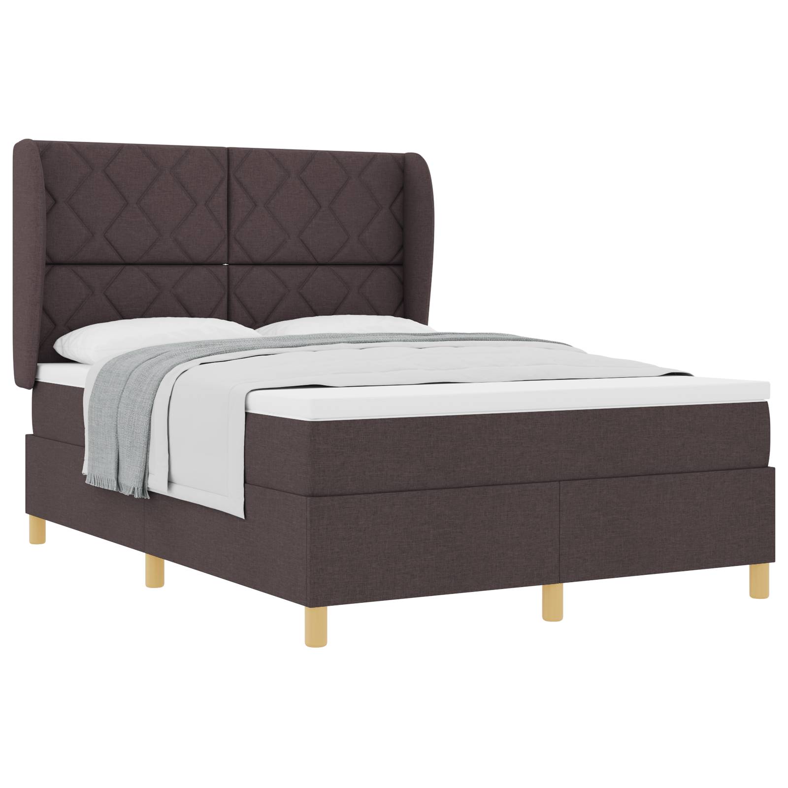 vidaXL Boxspringbett mit Matratze Dunkelbraun 160x200 cm Stoff