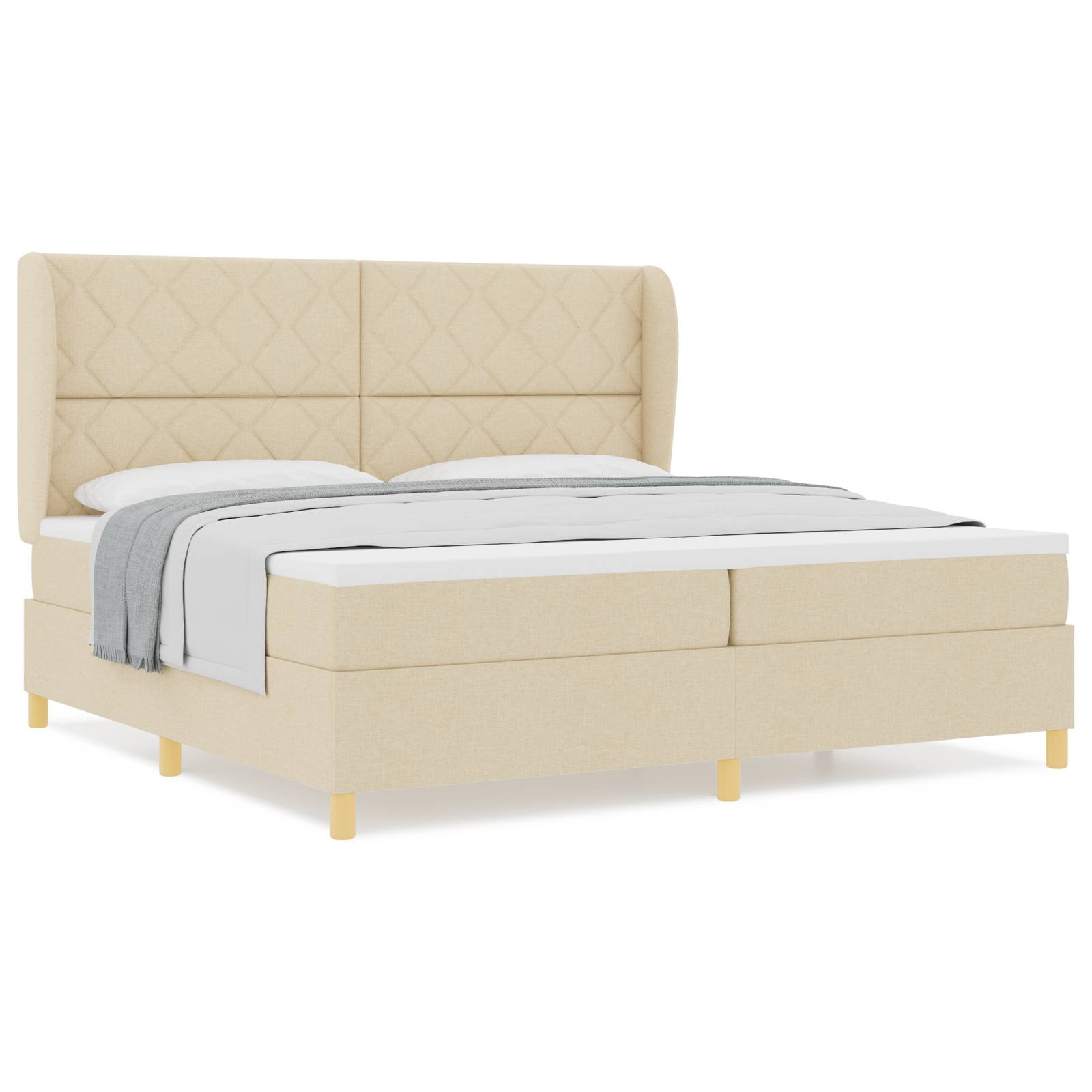 vidaXL Boxspringbett mit Matratze Creme 200x200 cm Stoff