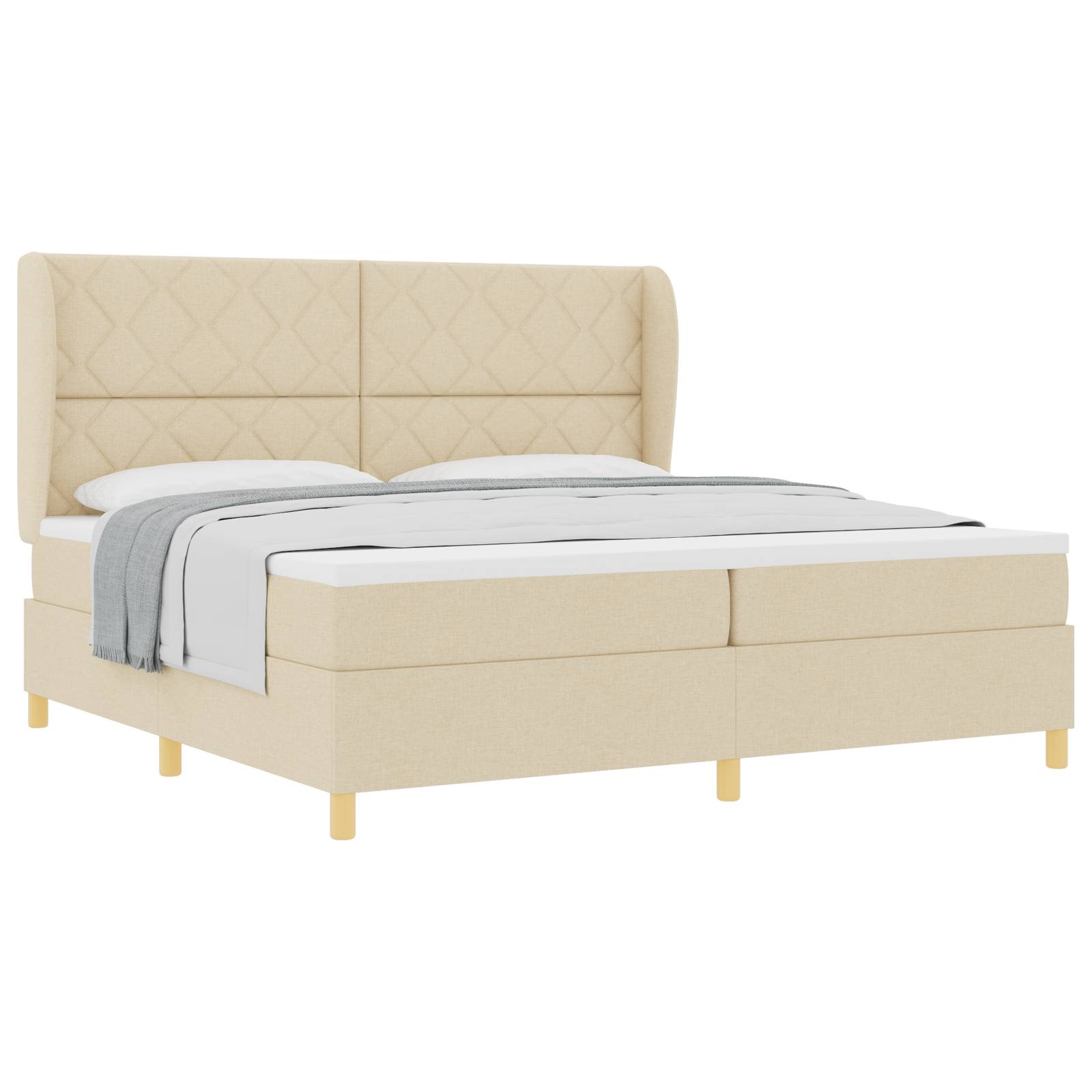 vidaXL Boxspringbett mit Matratze Creme 200x200 cm Stoff