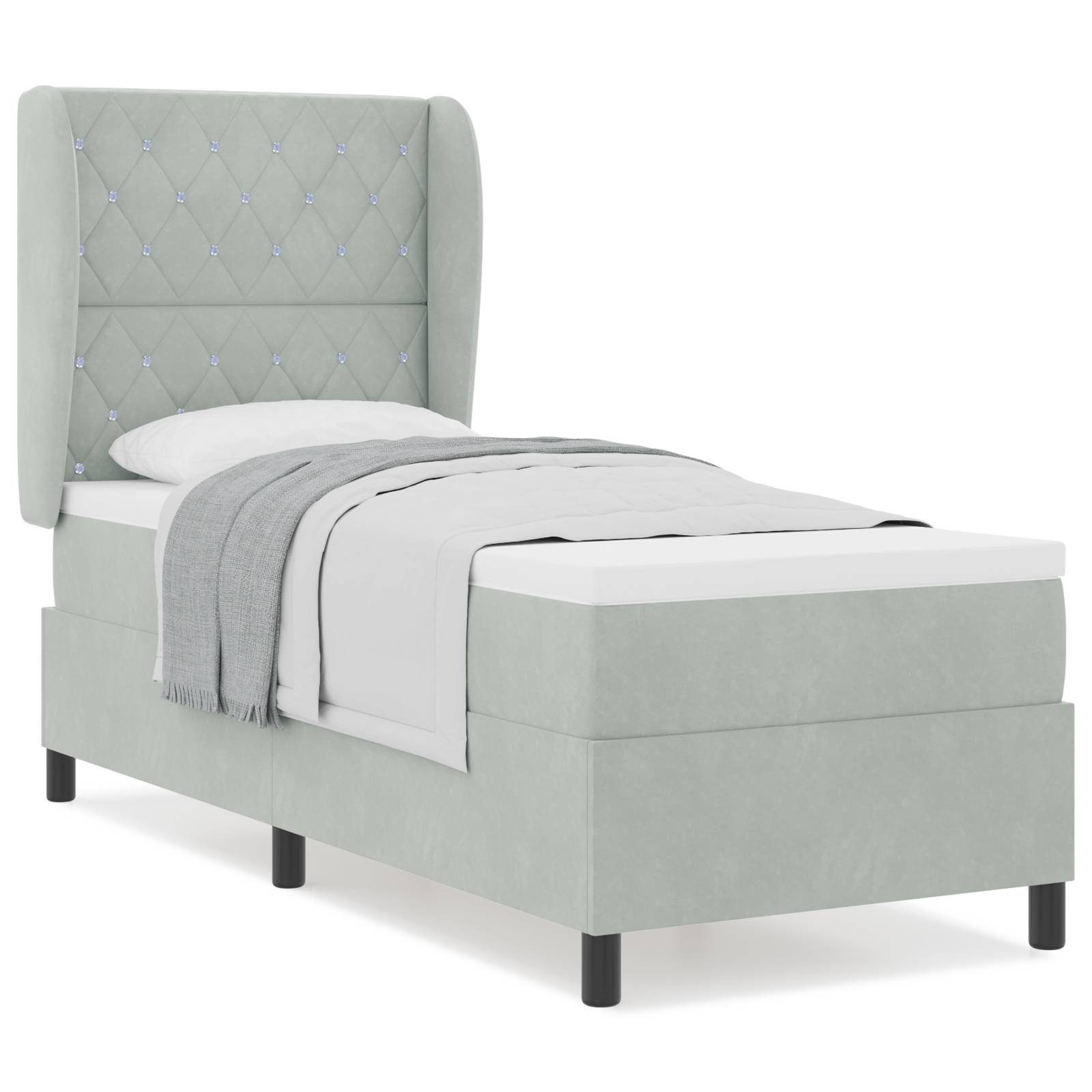 vidaXL Boxspringbett mit Matratze Hellgrau 80x200 cm Samt