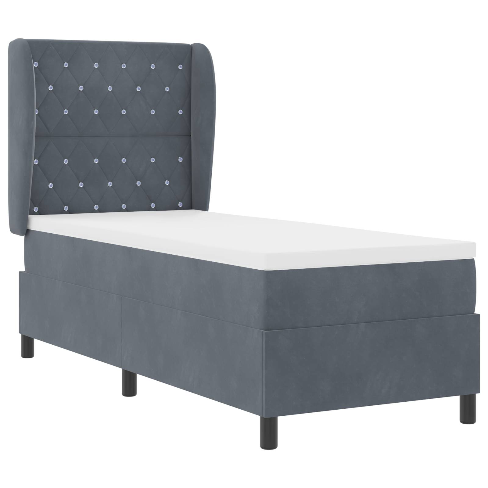 vidaXL Boxspringbett mit Matratze Dunkelgrau 80x200 cm Samt