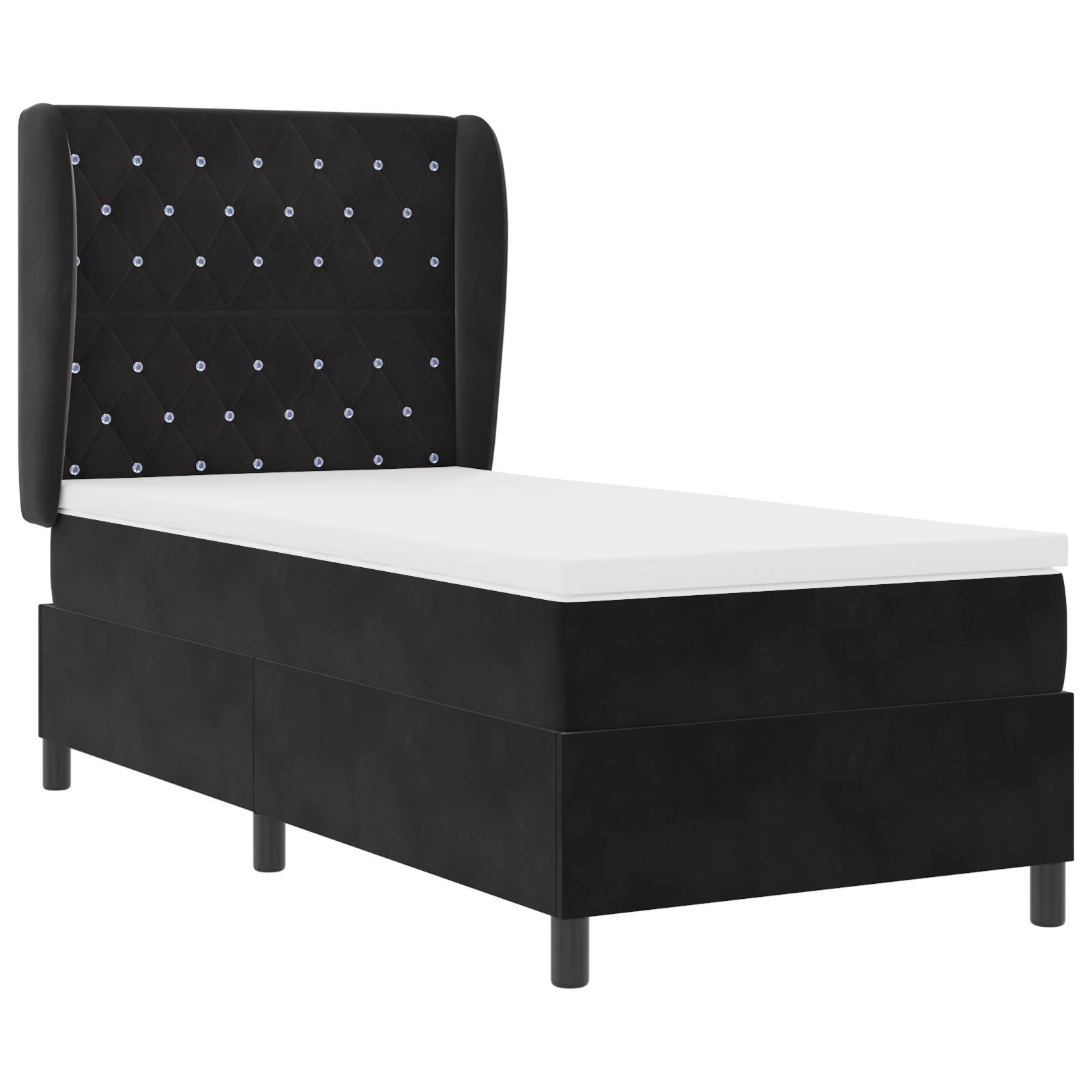 vidaXL Boxspringbett mit Matratze Schwarz 90x200 cm Samt