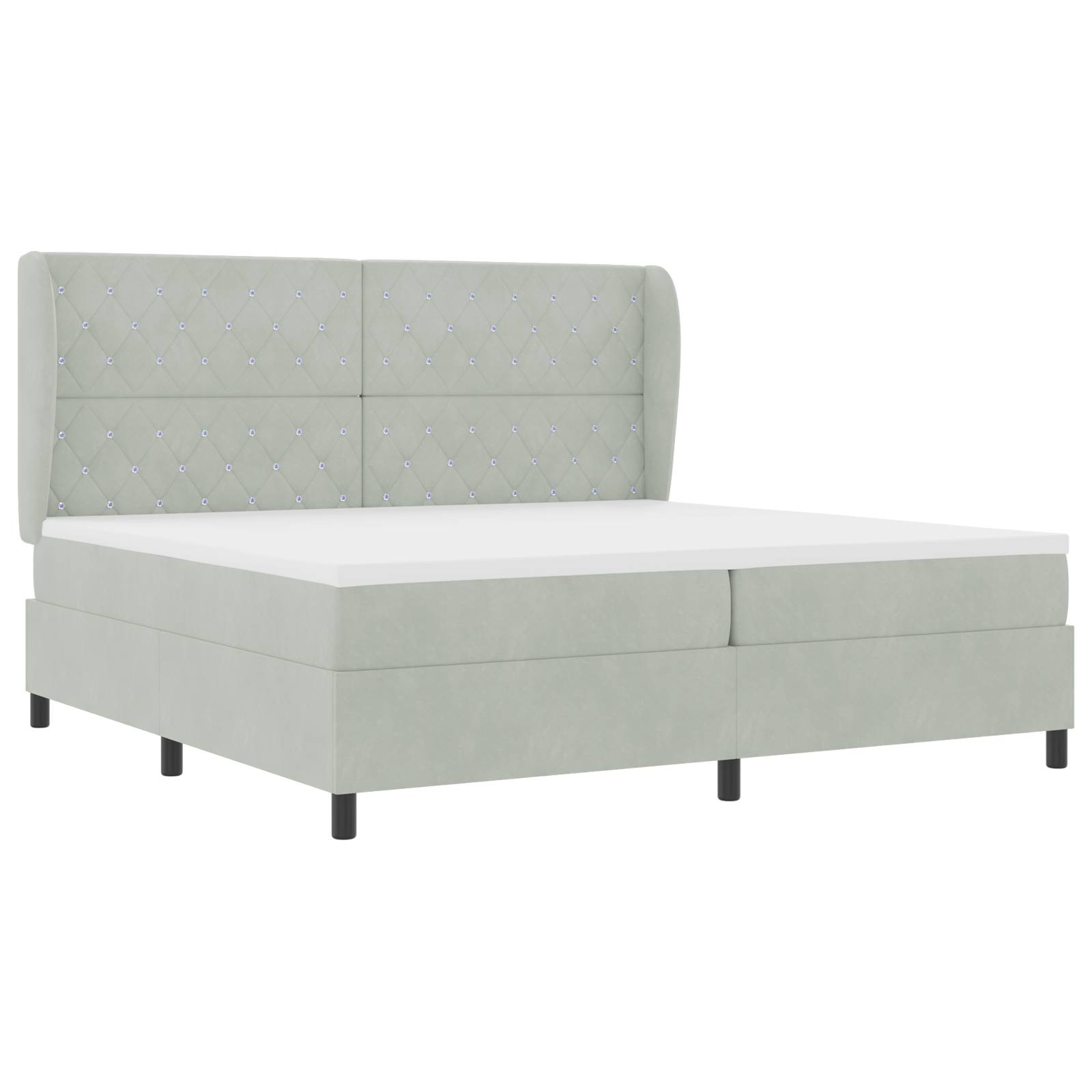 vidaXL Boxspringbett mit Matratze Hellgrau 200x200 cm Samt