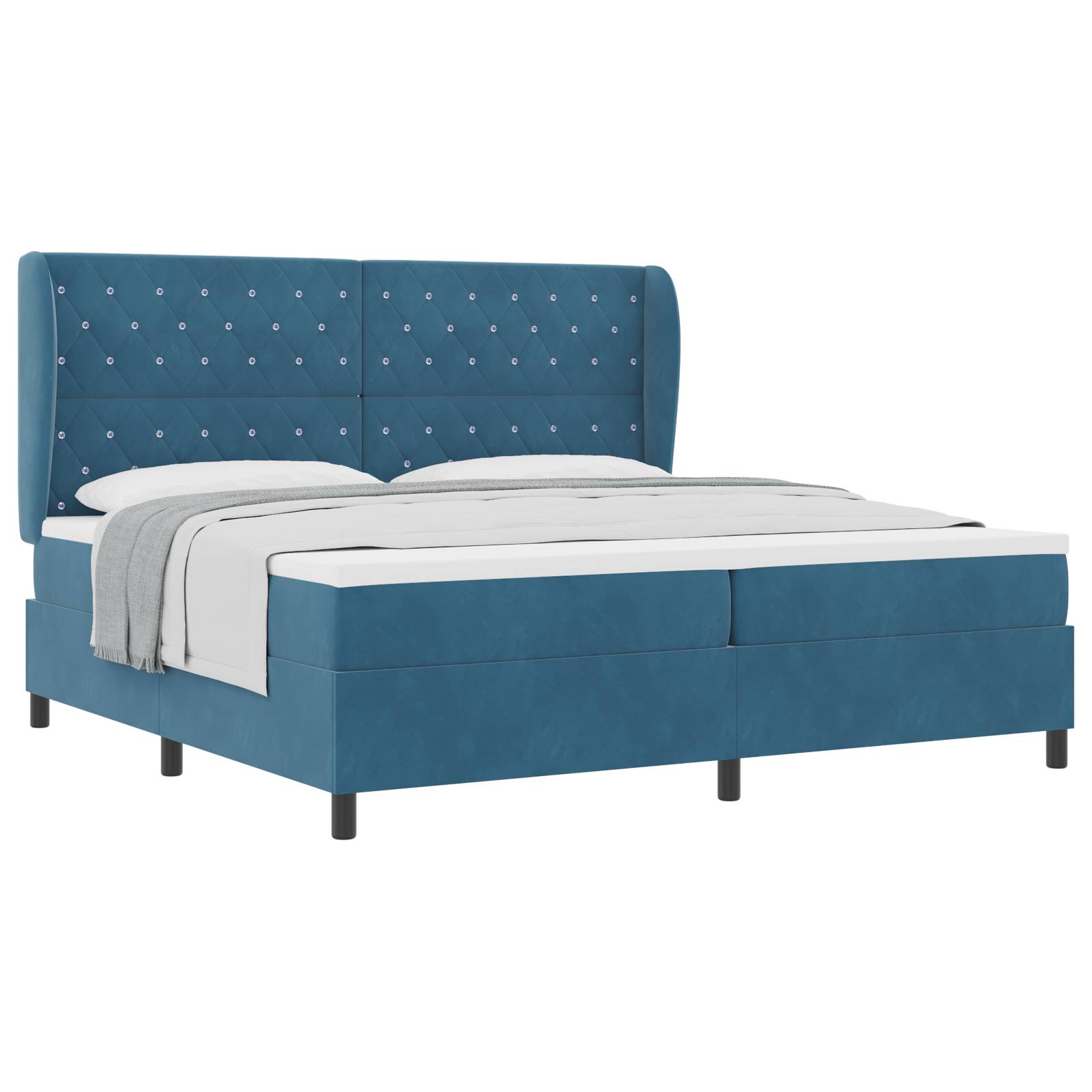 vidaXL Boxspringbett mit Matratze Dunkelblau 200x200 cm Samt