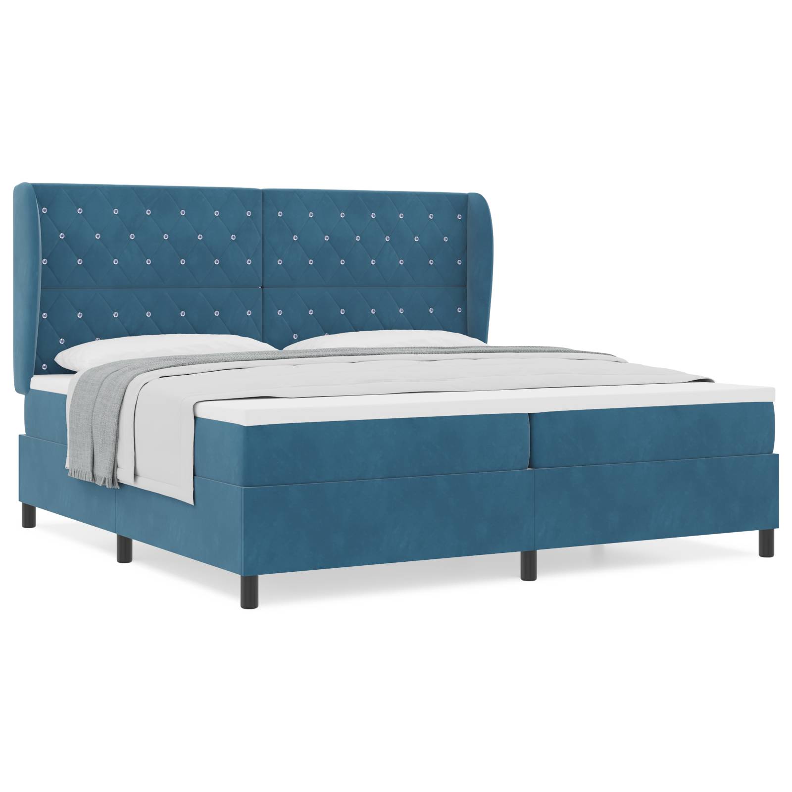 vidaXL Boxspringbett mit Matratze Dunkelblau 200x200 cm Samt