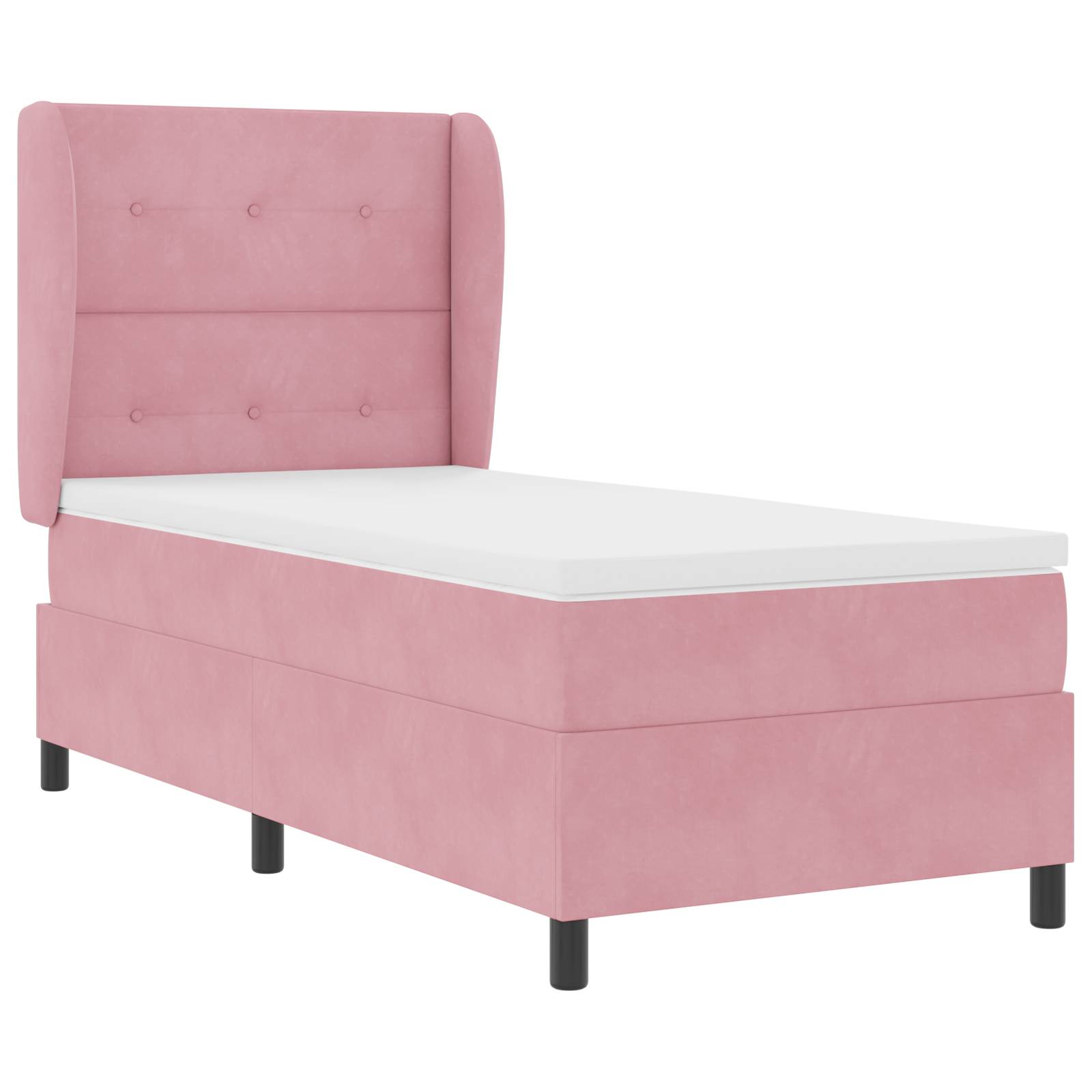 vidaXL Boxspringbett mit Matratze Rosa 90x190 cm Samt