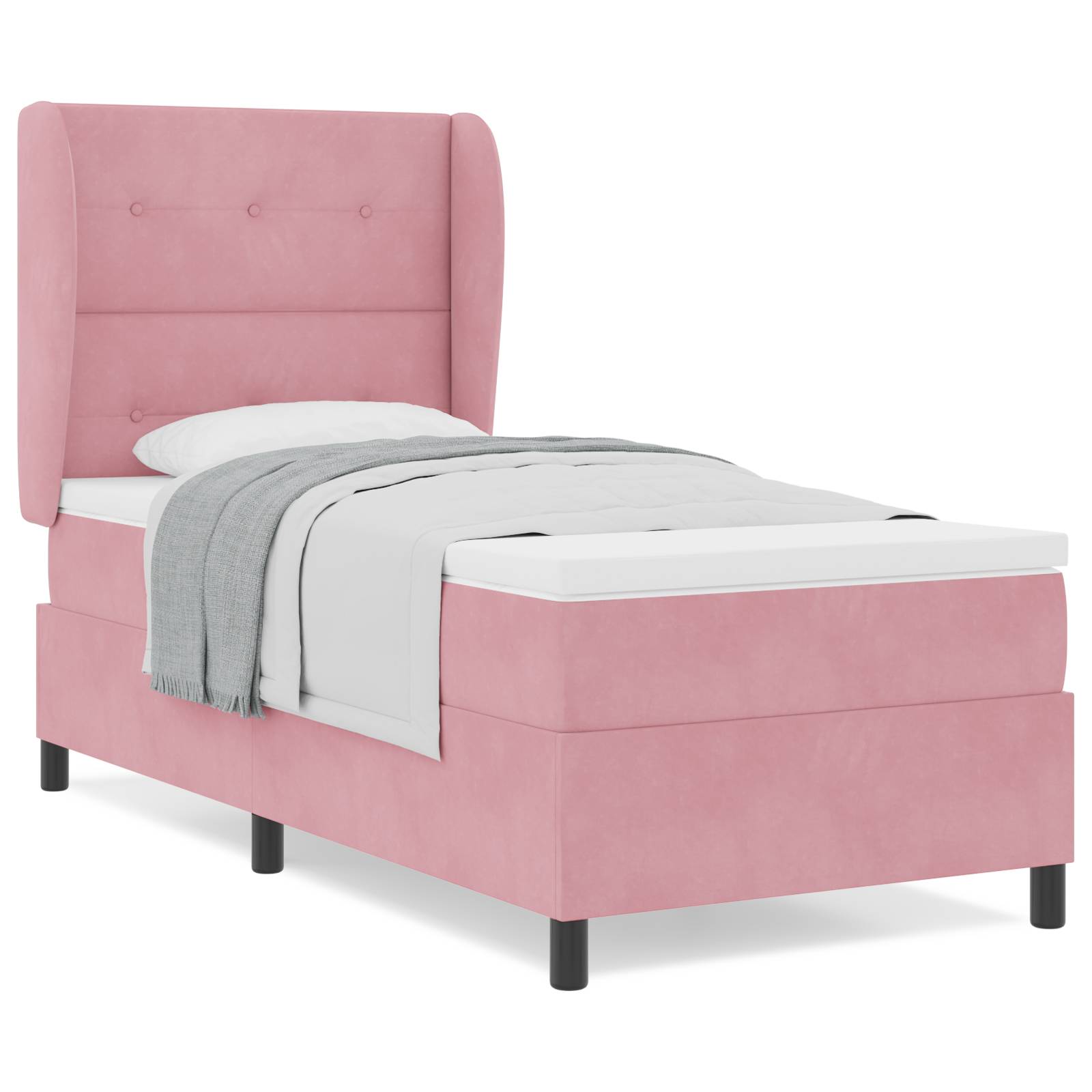 vidaXL Boxspringbett mit Matratze Rosa 90x190 cm Samt