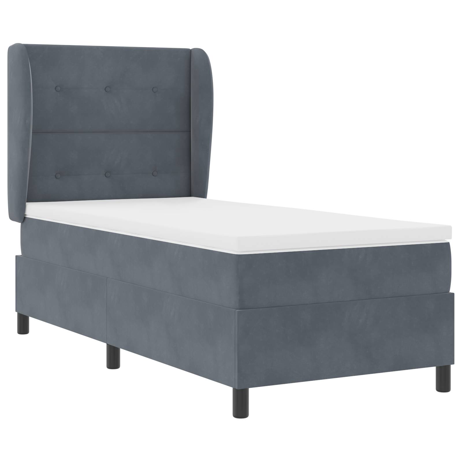 vidaXL Boxspringbett mit Matratze Dunkelgrau 100x200 cm Samt