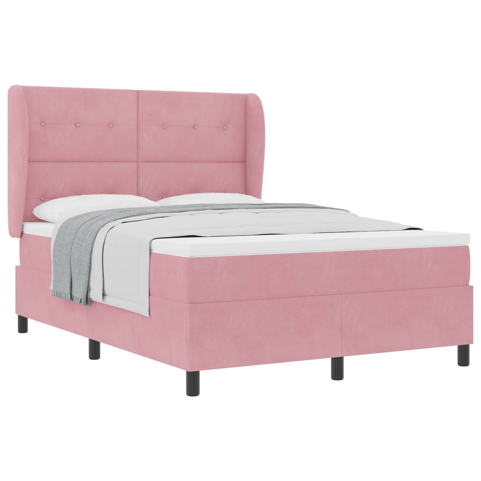 vidaXL Boxspringbett mit Matratze Rosa 140x190 cm Samt