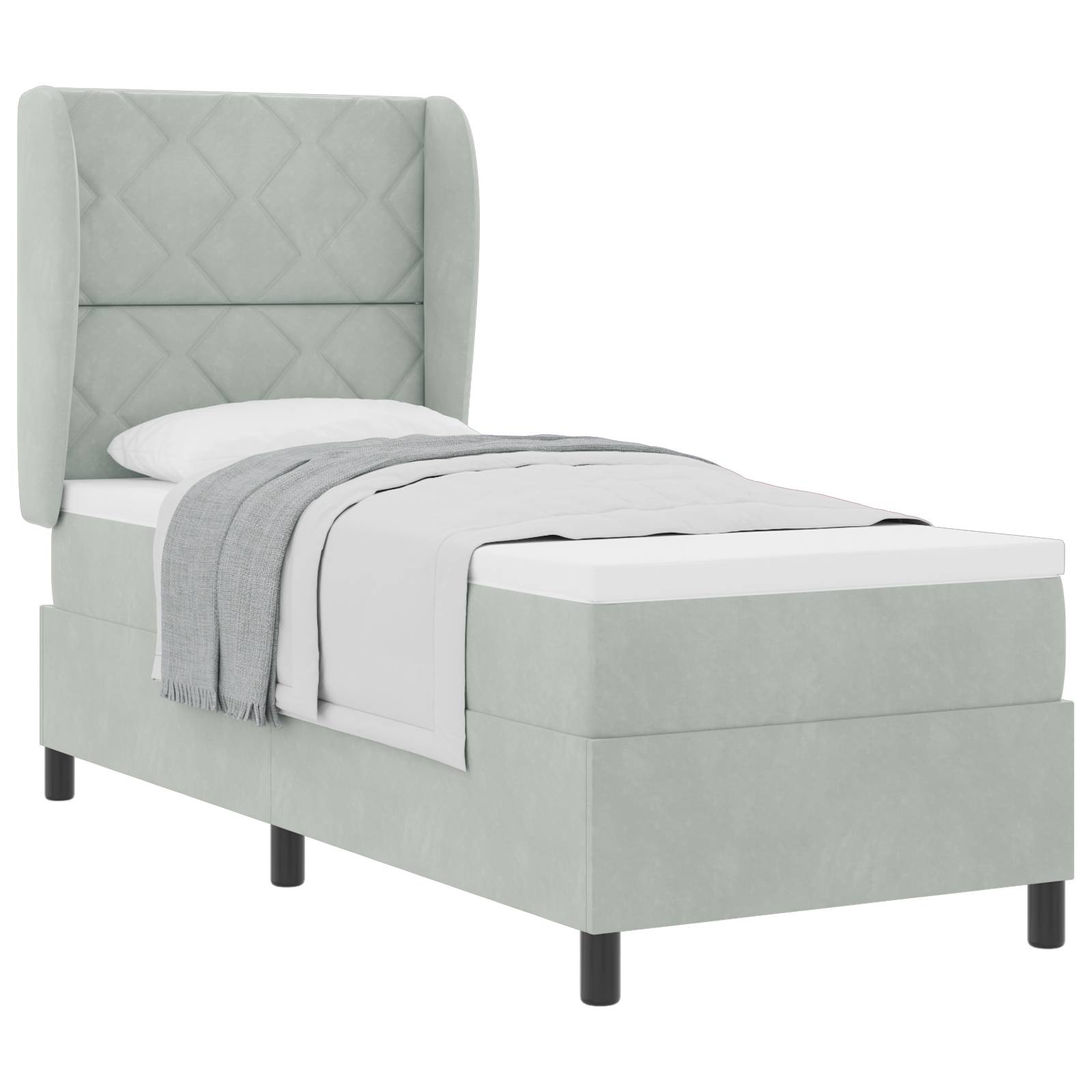 vidaXL Boxspringbett mit Matratze Hellgrau 80x200 cm Samt