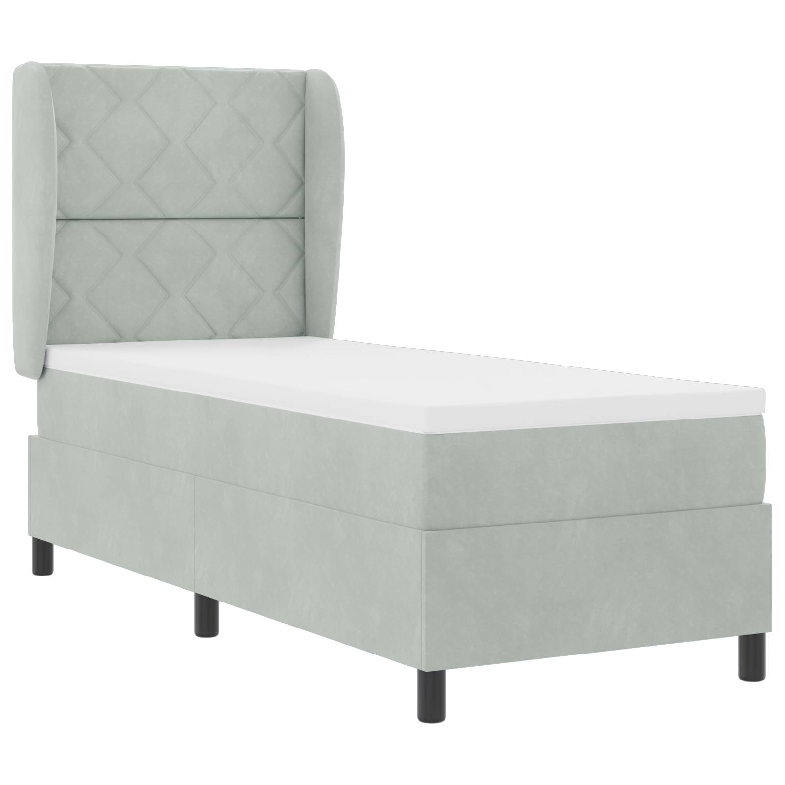 vidaXL Boxspringbett mit Matratze Hellgrau 80x200 cm Samt