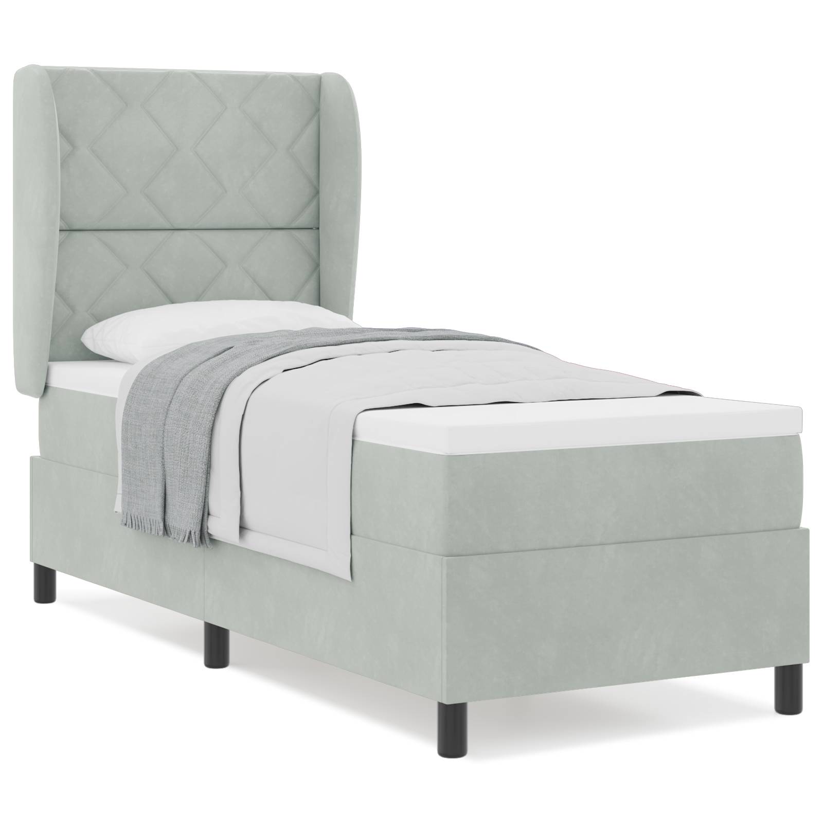 vidaXL Boxspringbett mit Matratze Hellgrau 80x200 cm Samt
