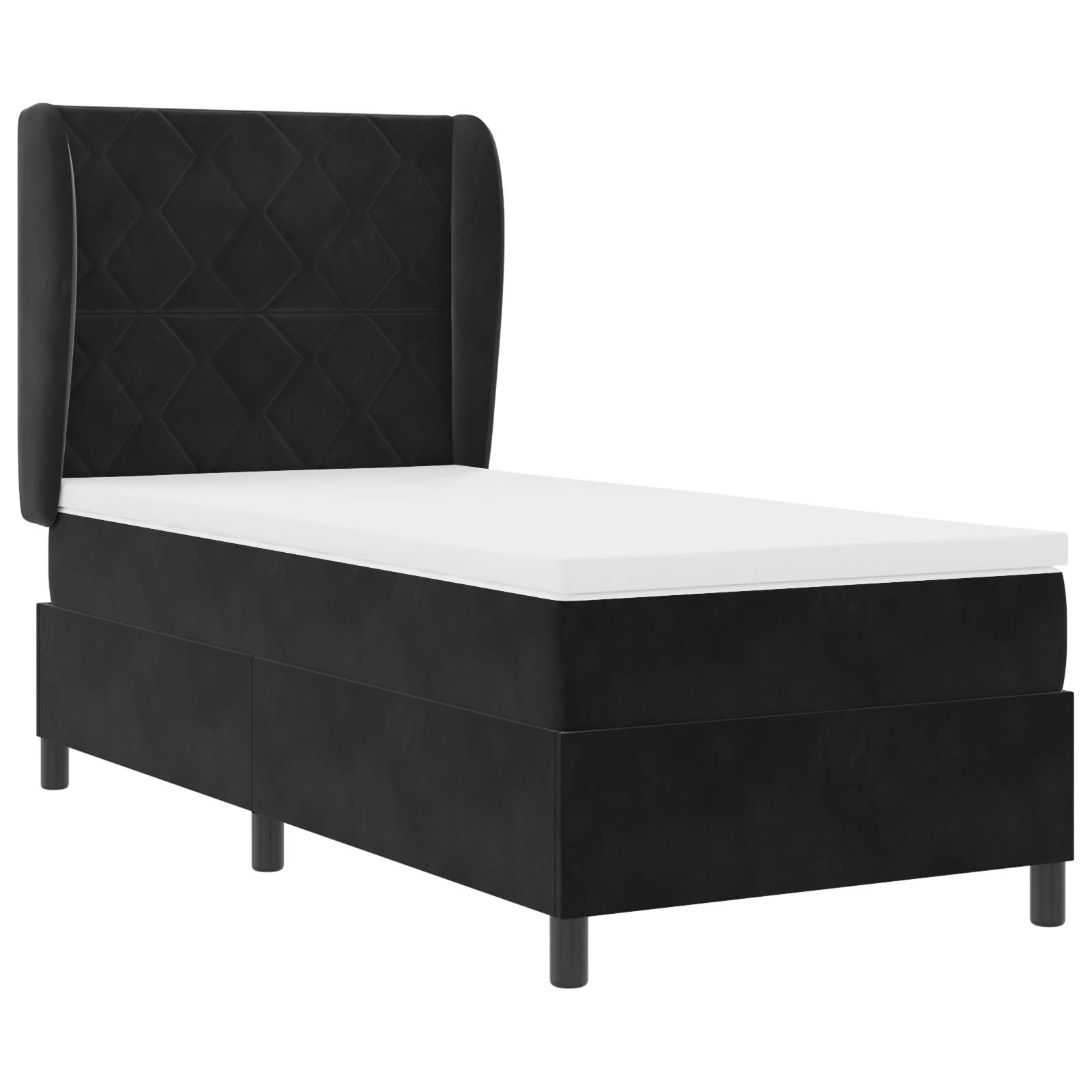 vidaXL Boxspringbett mit Matratze Schwarz 100x200 cm Samt