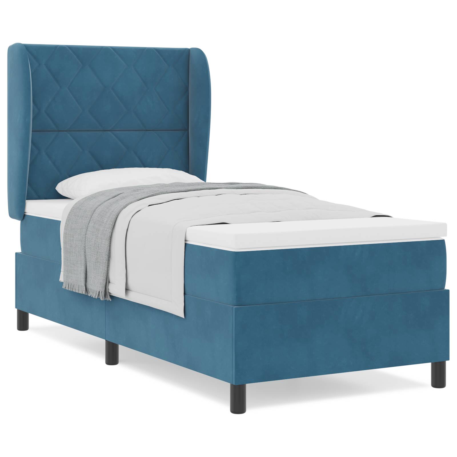 vidaXL Boxspringbett mit Matratze Dunkelblau 100x200 cm Samt