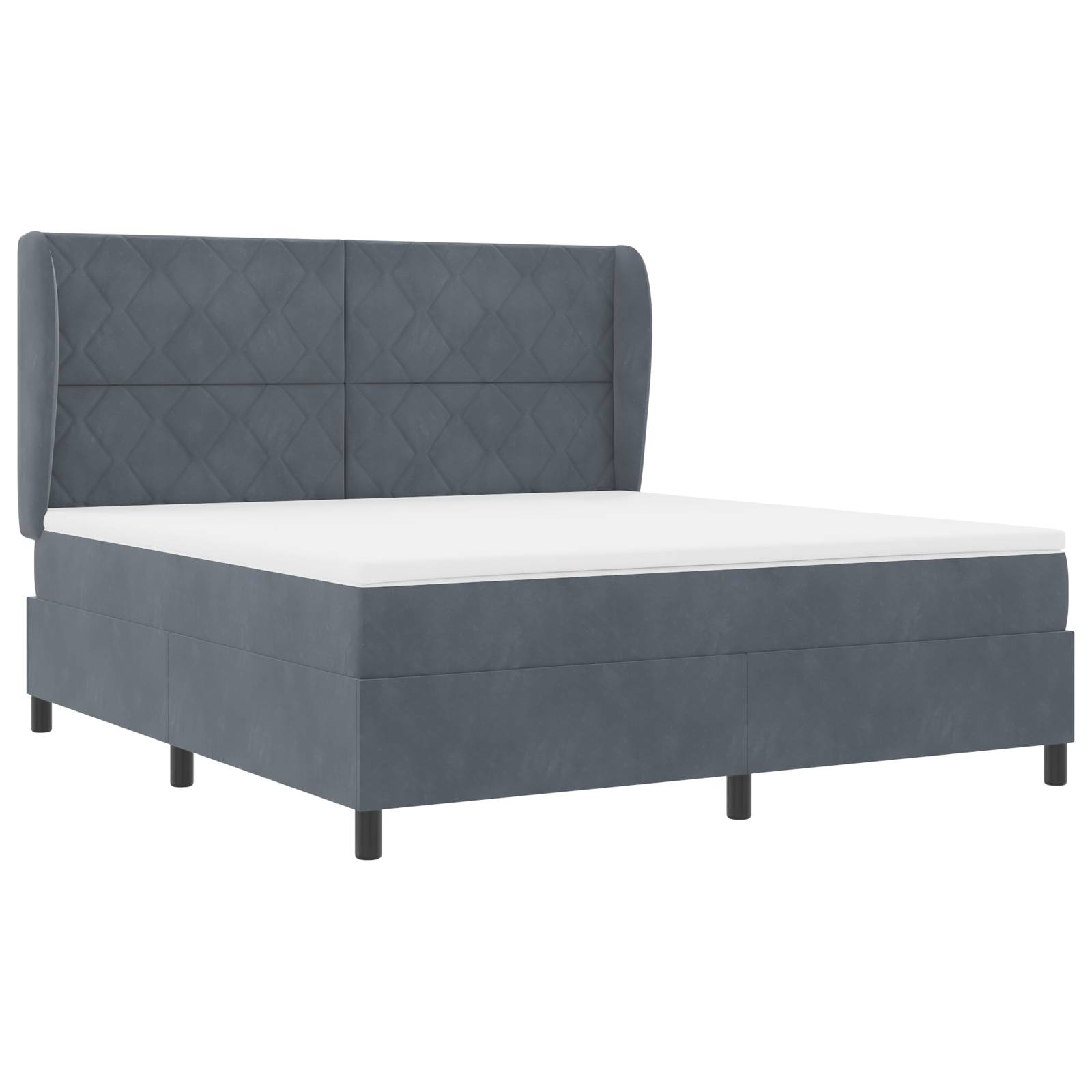 vidaXL Boxspringbett mit Matratze Dunkelgrau 180x200 cm Samt