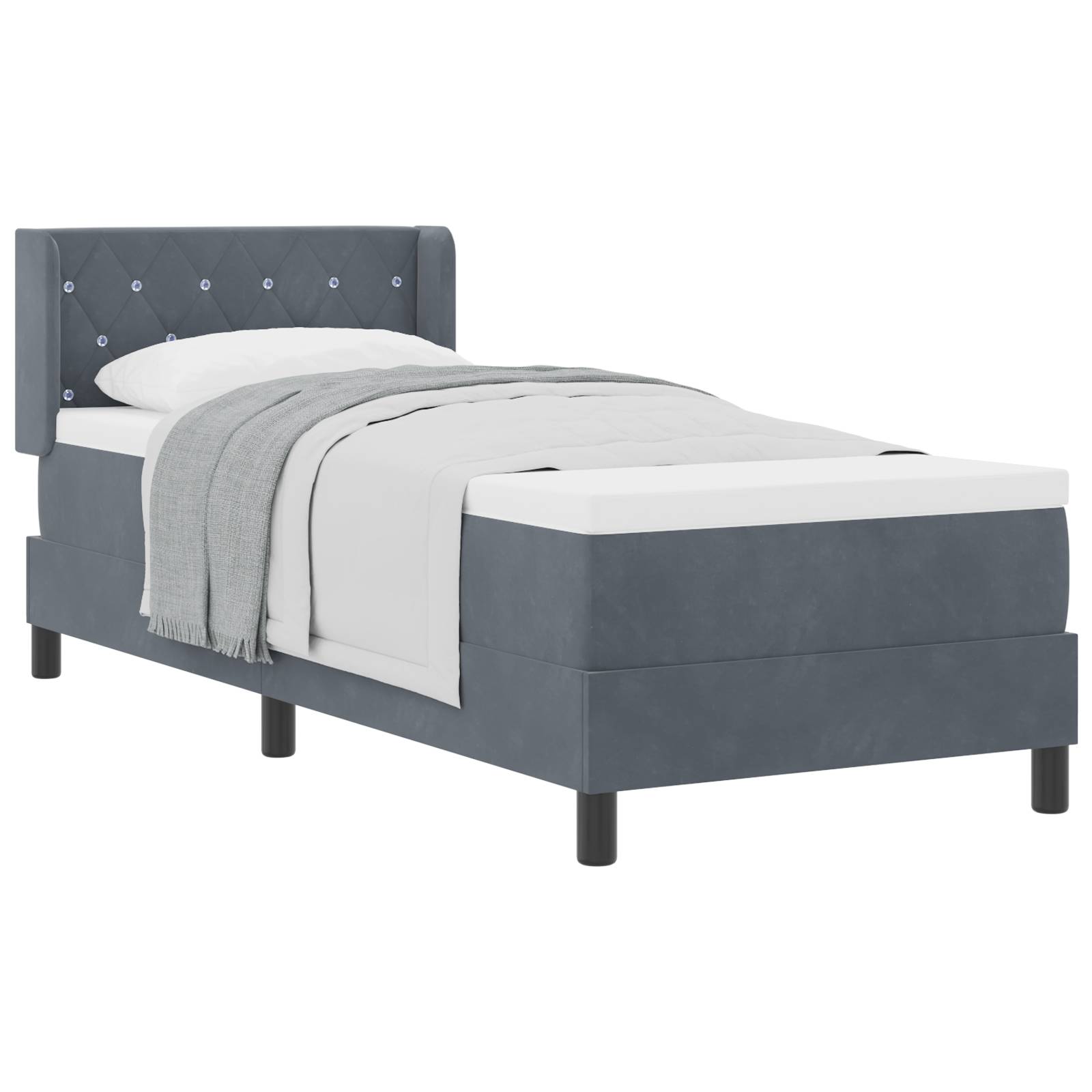 vidaXL Boxspringbett mit Matratze Dunkelgrau 80x200 cm Samt