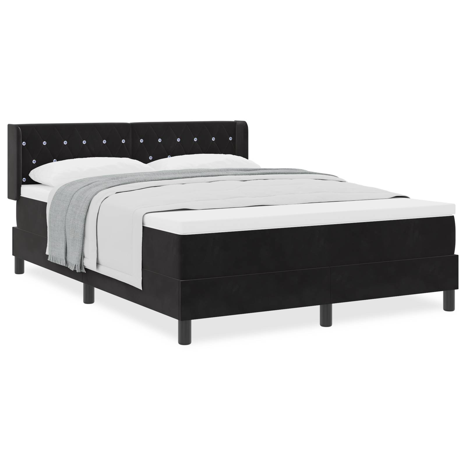 vidaXL Boxspringbett mit Matratze Schwarz 160x200 cm Samt