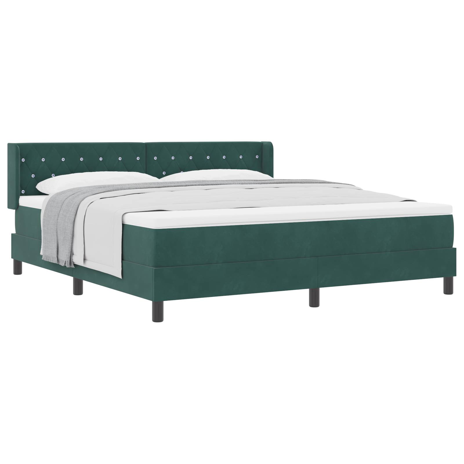 vidaXL Boxspringbett mit Matratze Dunkelgrün 180x200 cm Samt
