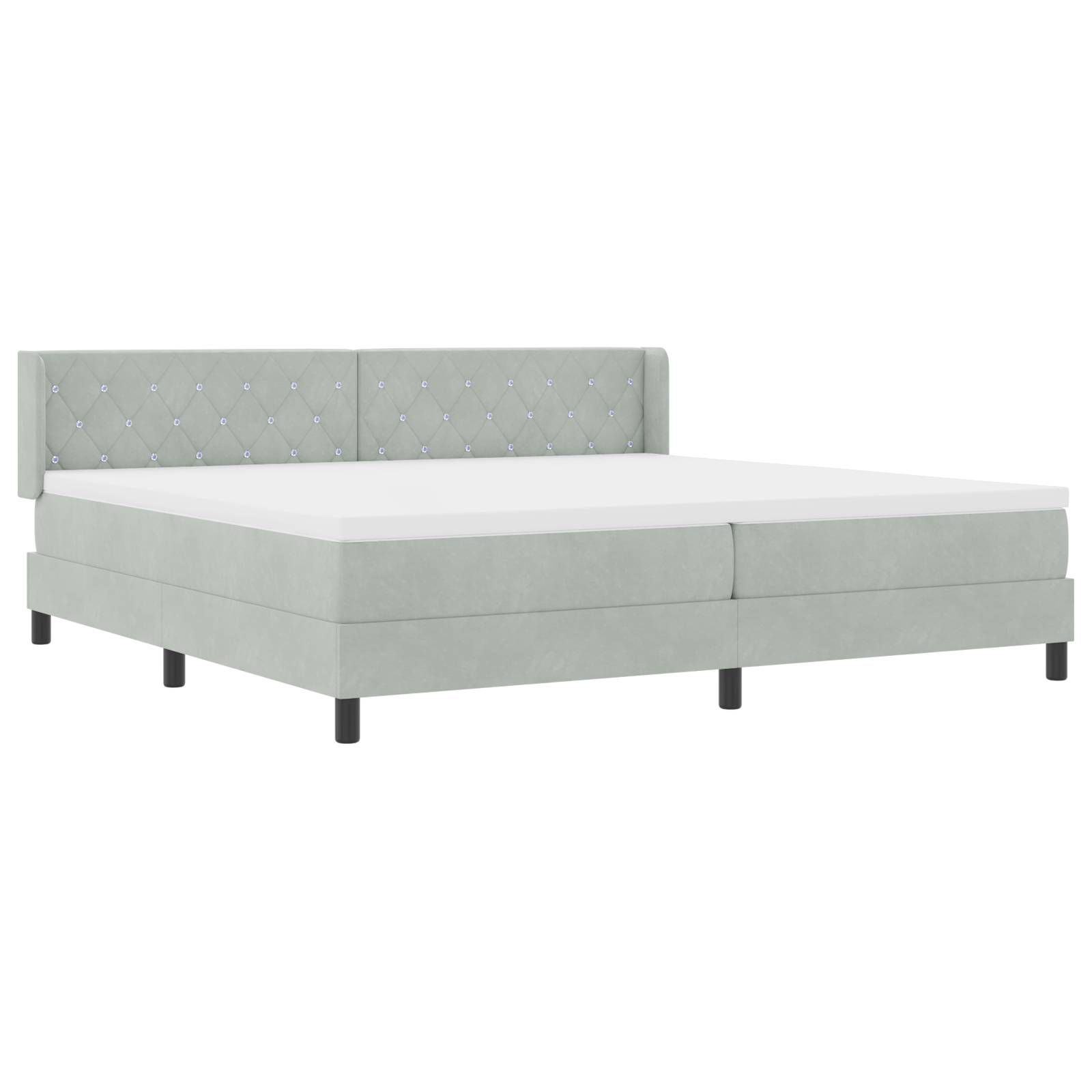 vidaXL Boxspringbett mit Matratze Hellgrau 200x200 cm Samt