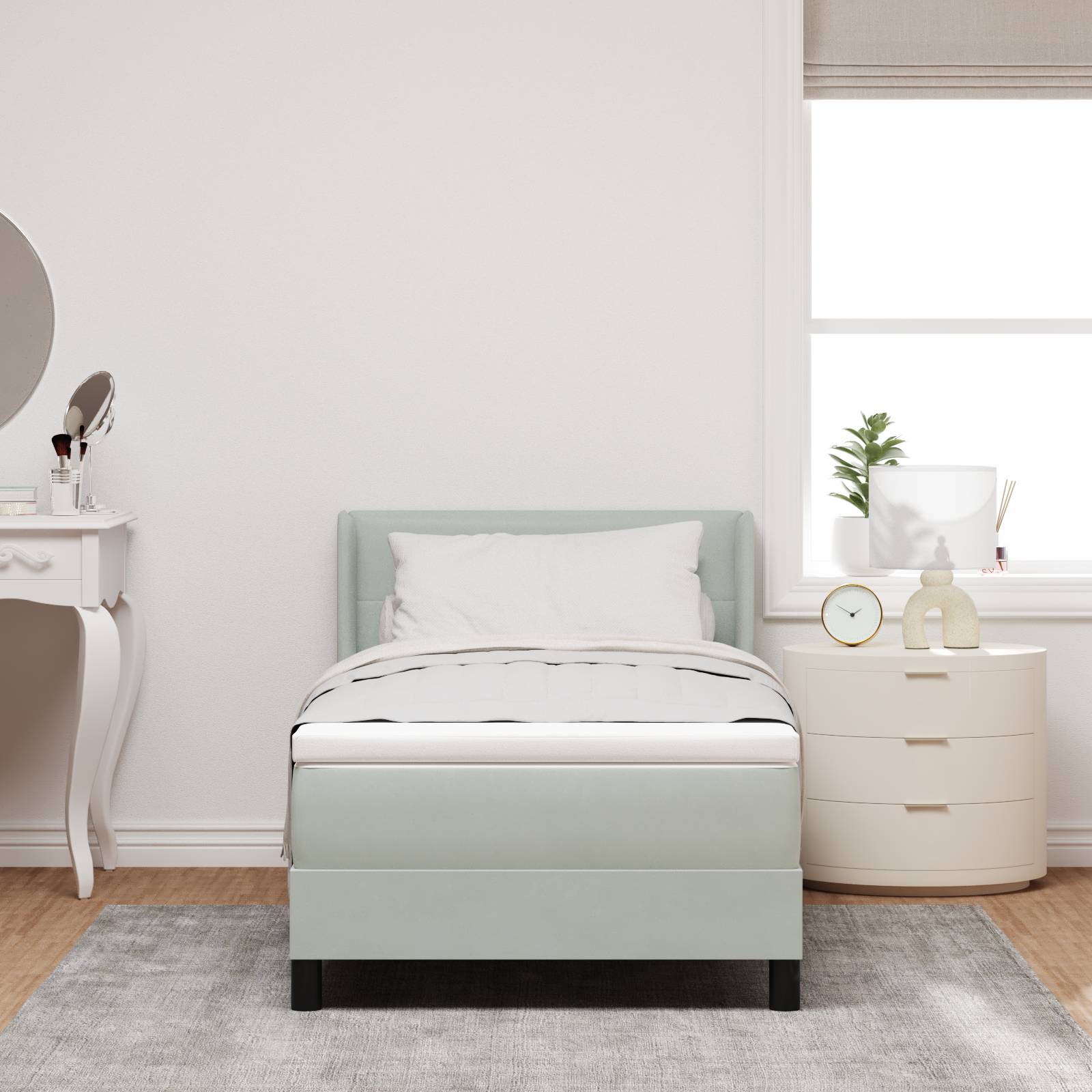 vidaXL Boxspringbett mit Matratze Hellgrau 80x200 cm Samt
