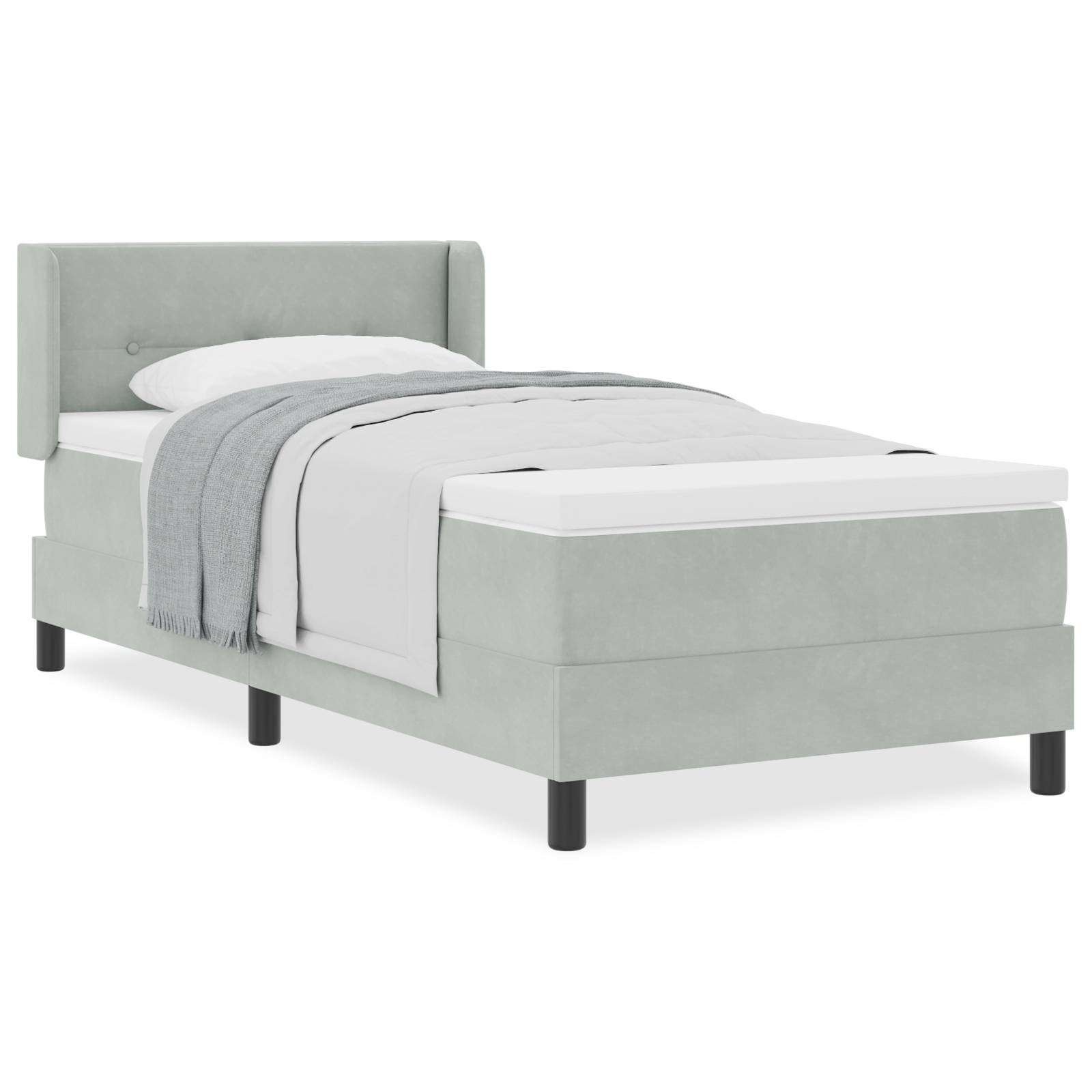 vidaXL Boxspringbett mit Matratze Hellgrau 80x200 cm Samt