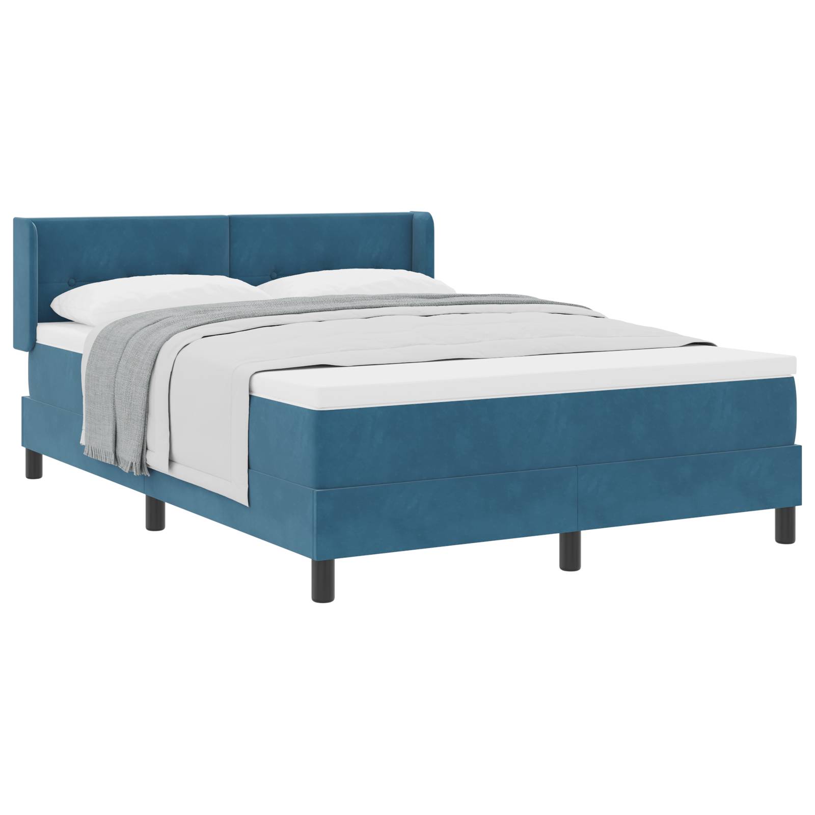vidaXL Boxspringbett mit Matratze Dunkelblau 140x190 cm Samt