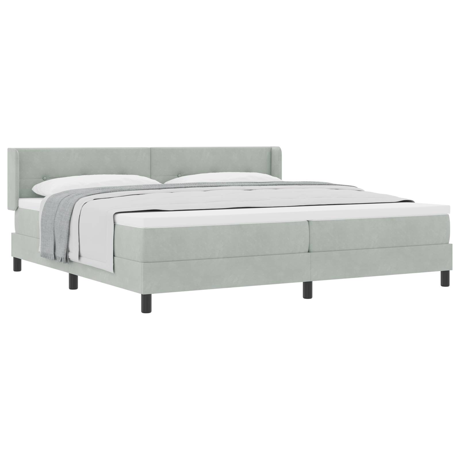 vidaXL Boxspringbett mit Matratze Hellgrau 200x200 cm Samt