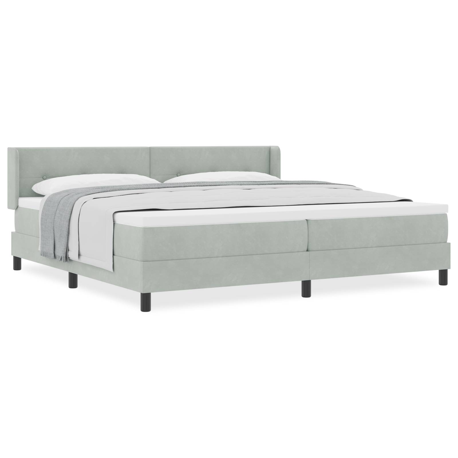 vidaXL Boxspringbett mit Matratze Hellgrau 200x200 cm Samt