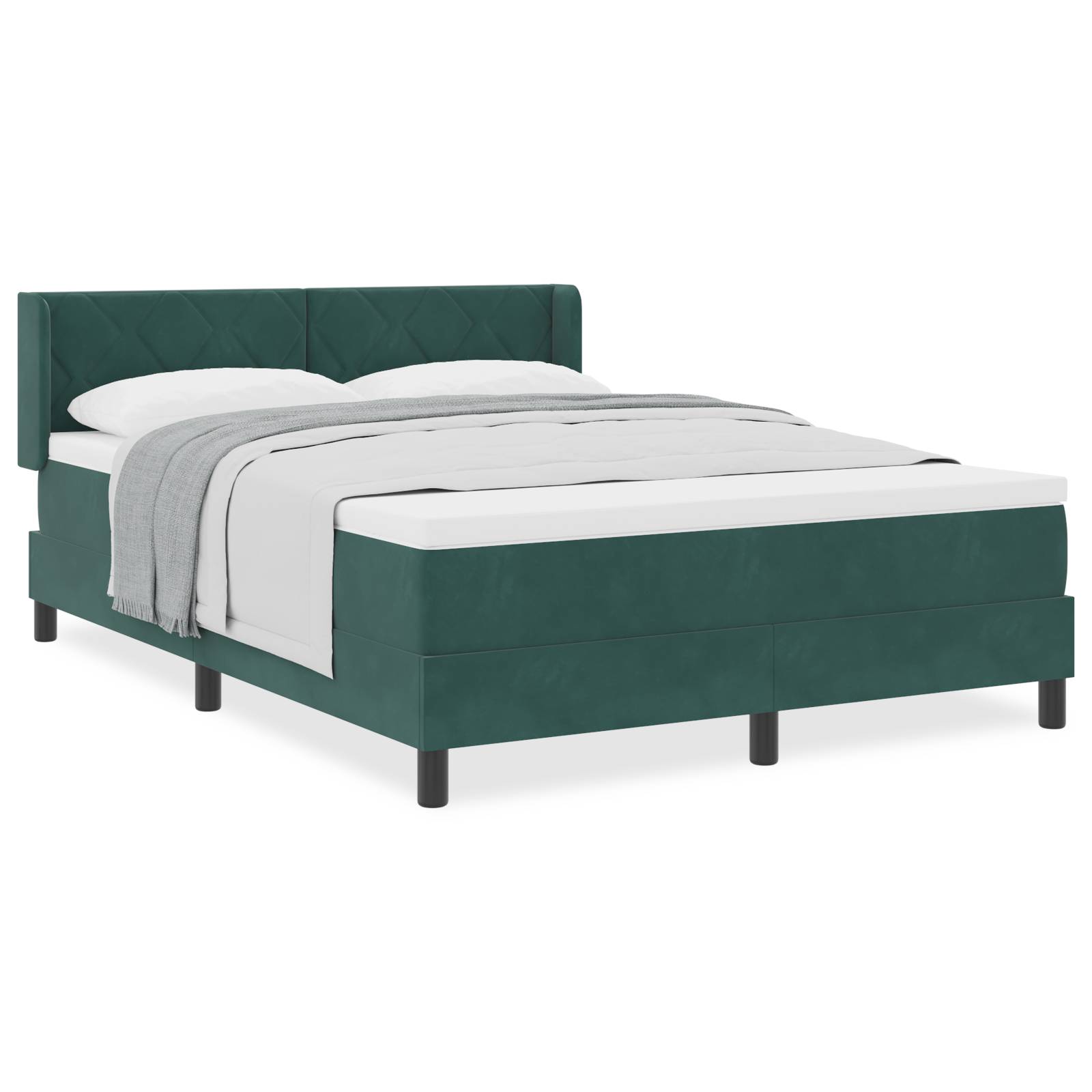 vidaXL Boxspringbett mit Matratze Dunkelgrün 140x190 cm Samt