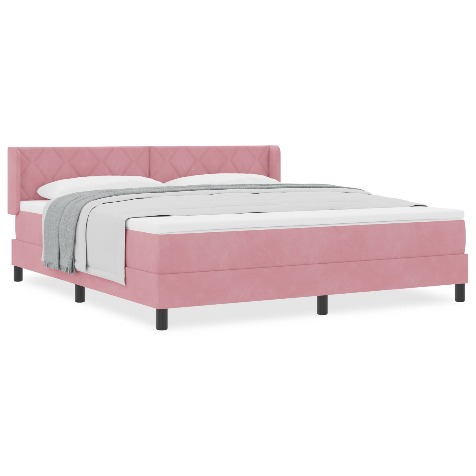 vidaXL Boxspringbett mit Matratze Rosa 180x200 cm Samt