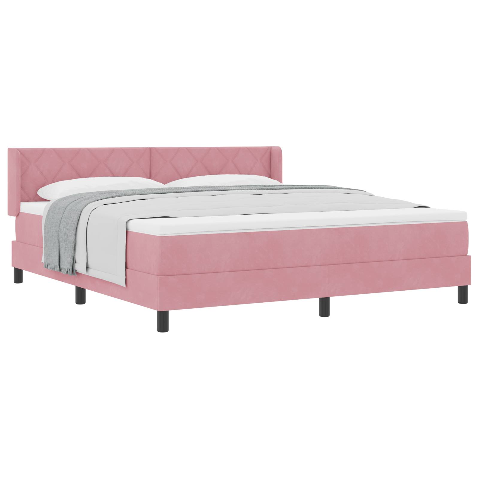 vidaXL Boxspringbett mit Matratze Rosa 180x200 cm Samt