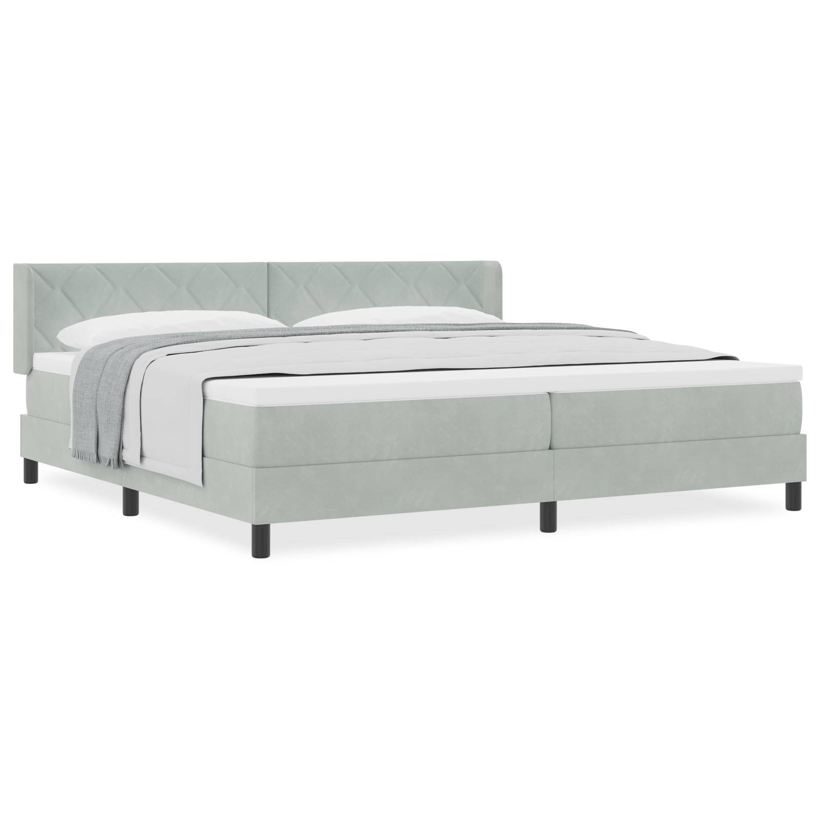 vidaXL Boxspringbett mit Matratze Hellgrau 200x200 cm Samt