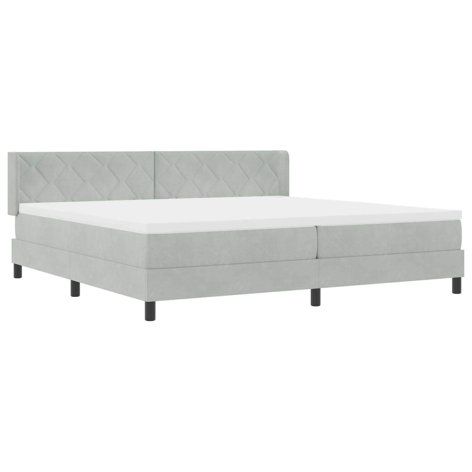 vidaXL Boxspringbett mit Matratze Hellgrau 200x200 cm Samt