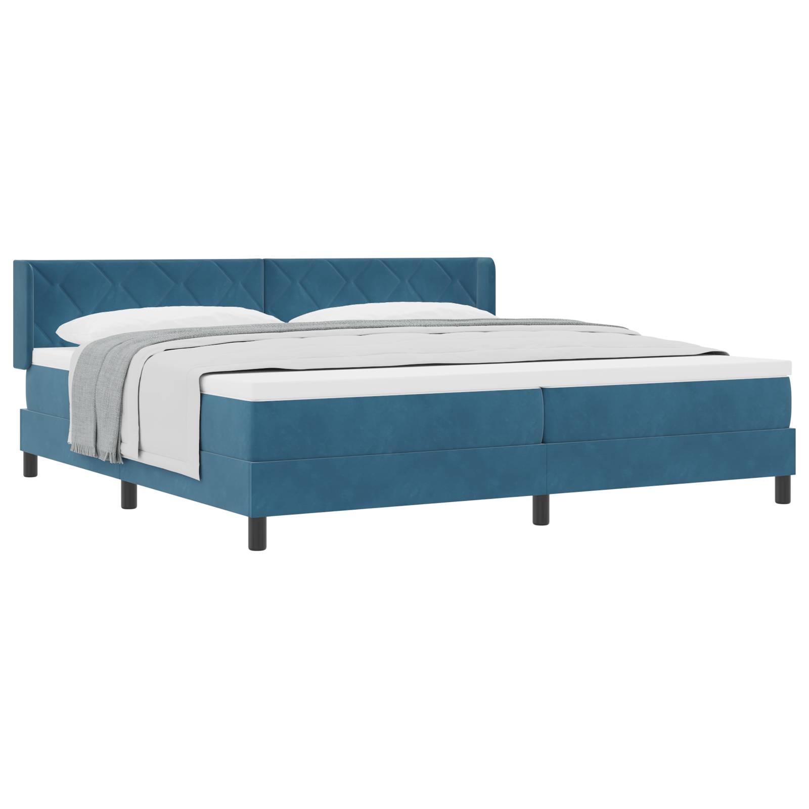 vidaXL Boxspringbett mit Matratze Dunkelblau 200x200 cm Samt