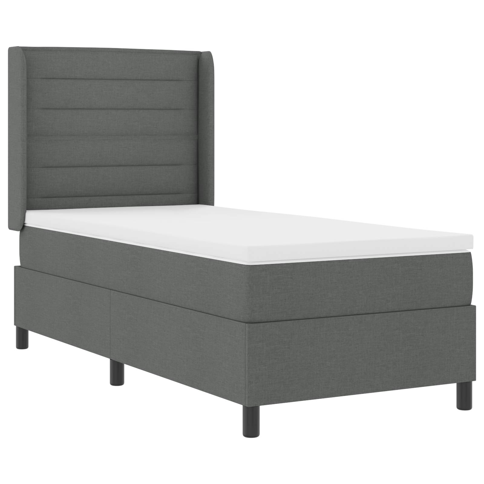vidaXL LED Boxspringbett mit Matratze Dunkelgrau 80x200 cm Stoff
